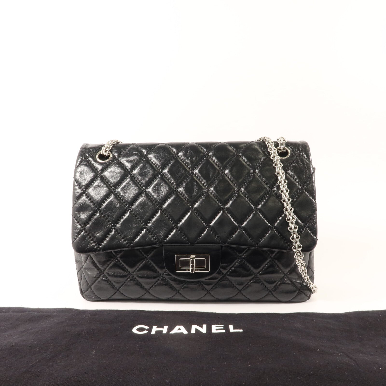 CHANEL 牛皮皮革2.55鏈帶肩背袋