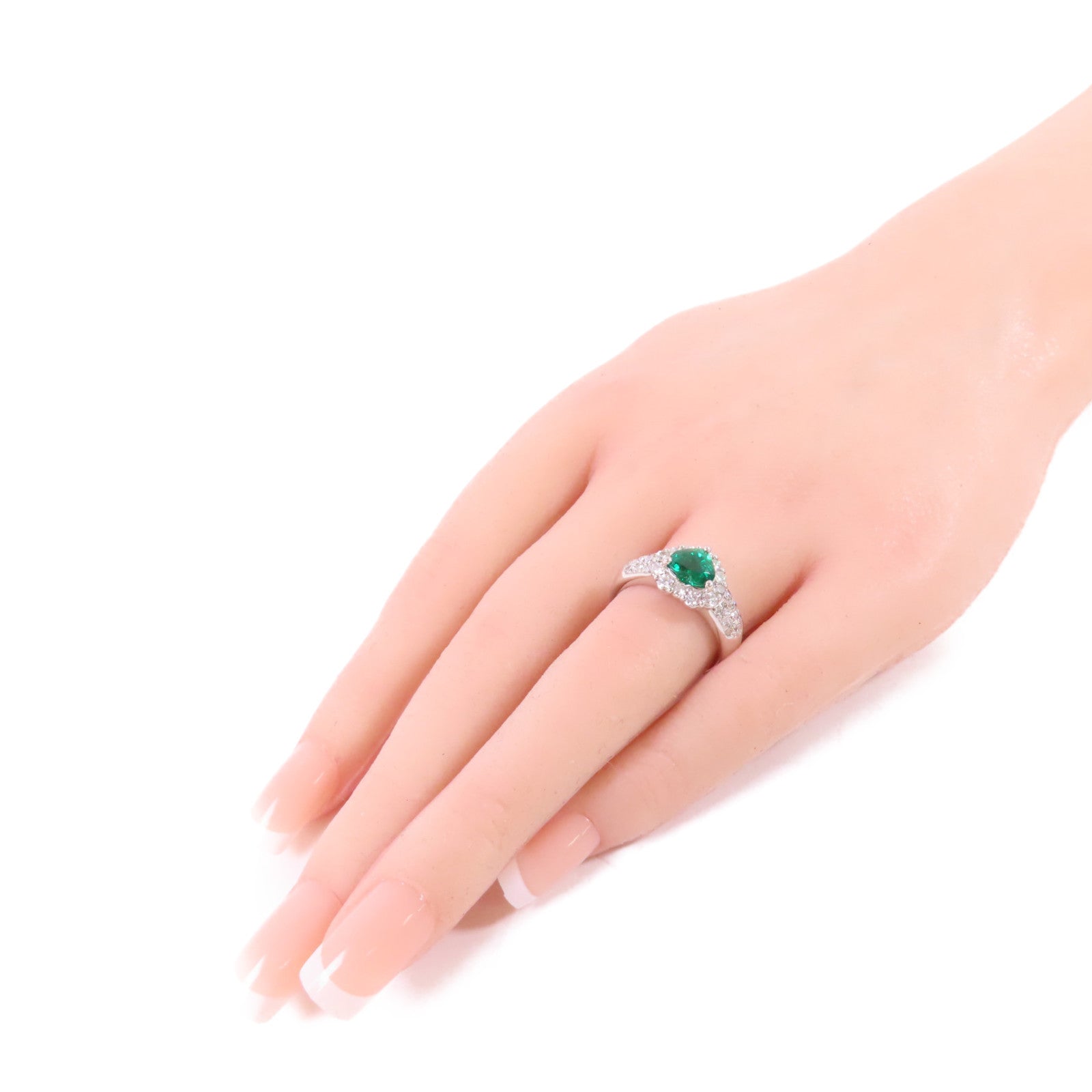 JEWELRY PT900鉑金/0.89ct綠寶石/0.85ct鑽石Emerald/Diamond Ring戒指US#6.5