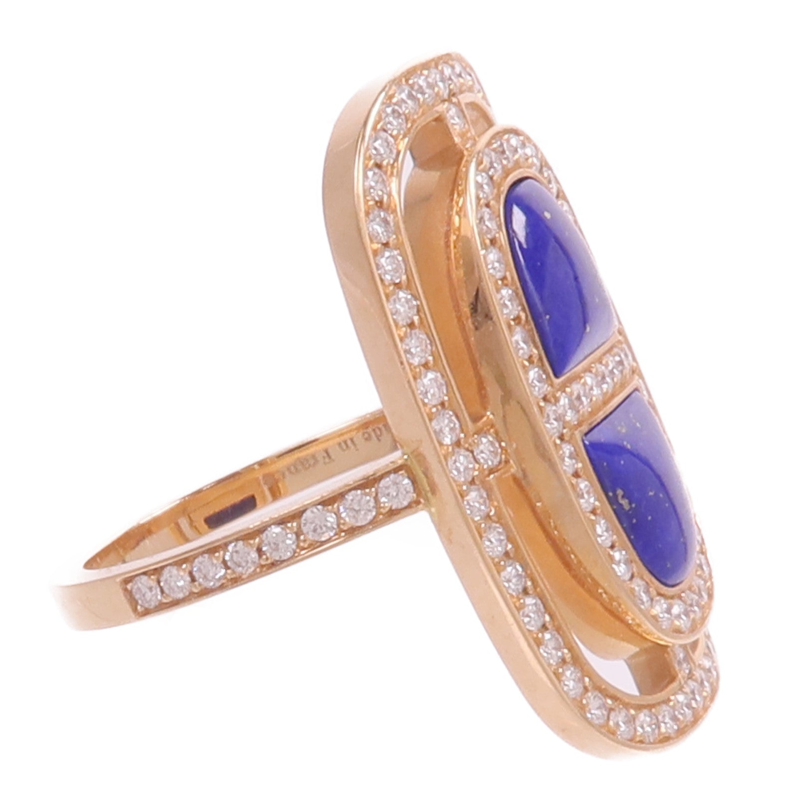 HERMES 18K玫瑰金Chaine d'ancre Ring鑽石/青金石戒指