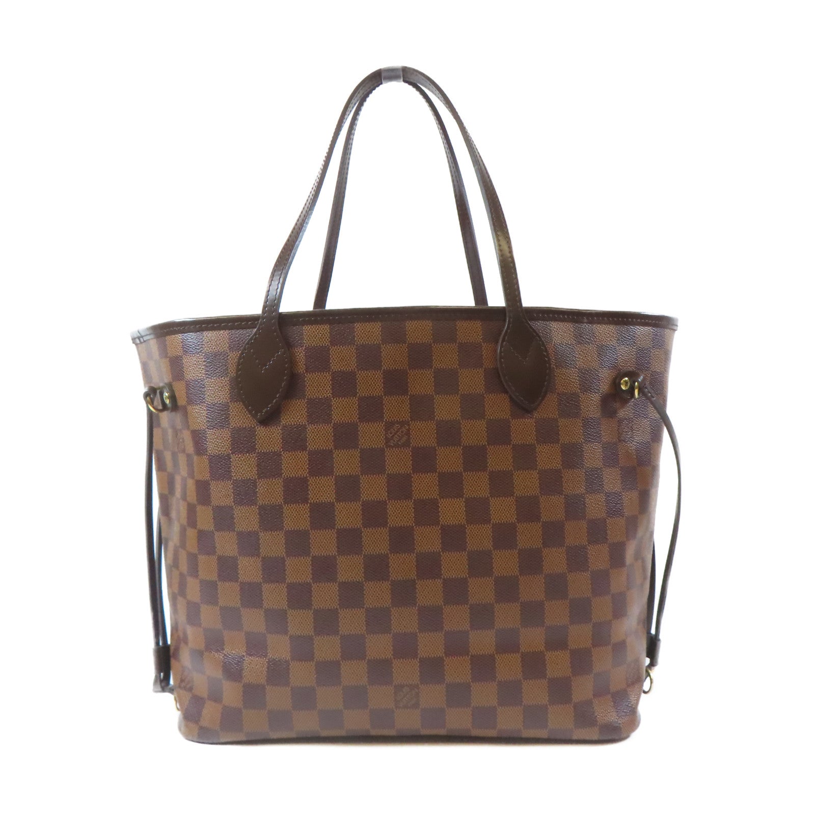 LOUIS VUITTON Damier Neverfull MM金扣肩背袋啡色