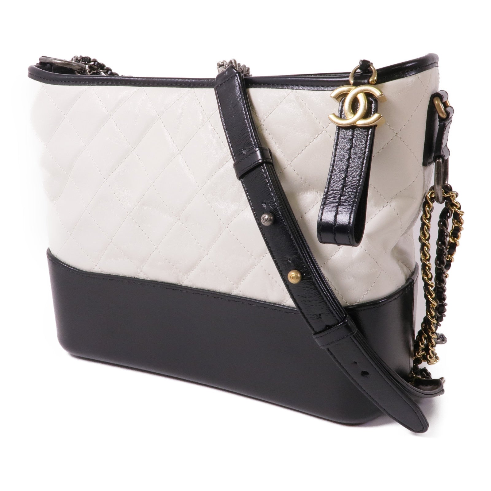 CHANEL 牛皮皮革Gabrielle Medium鏈帶肩背袋