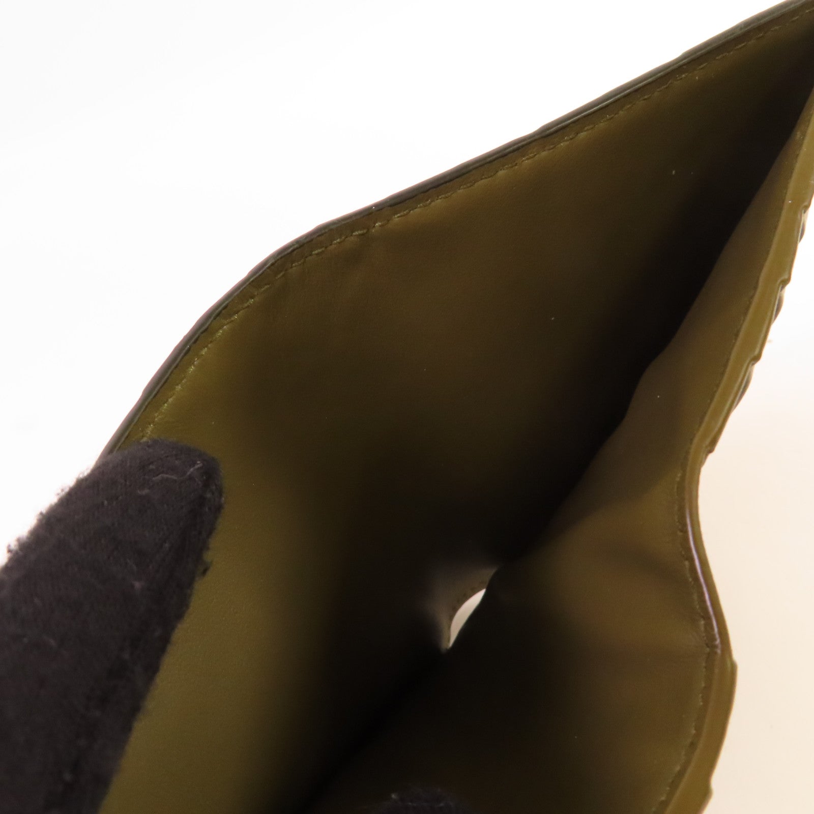BOTTEGA VENETA 織紋皮革Short Wallet短錢包黑色/軍綠色