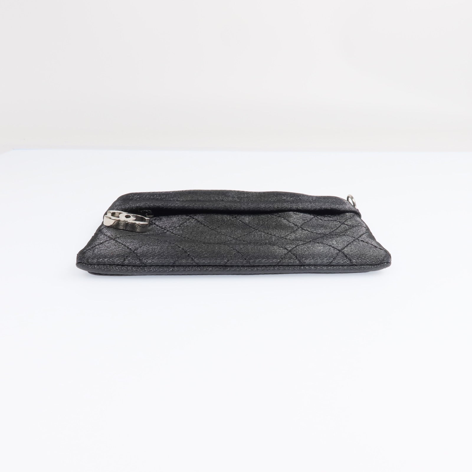 CHANEL 帆布Pouch銀扣手拿包