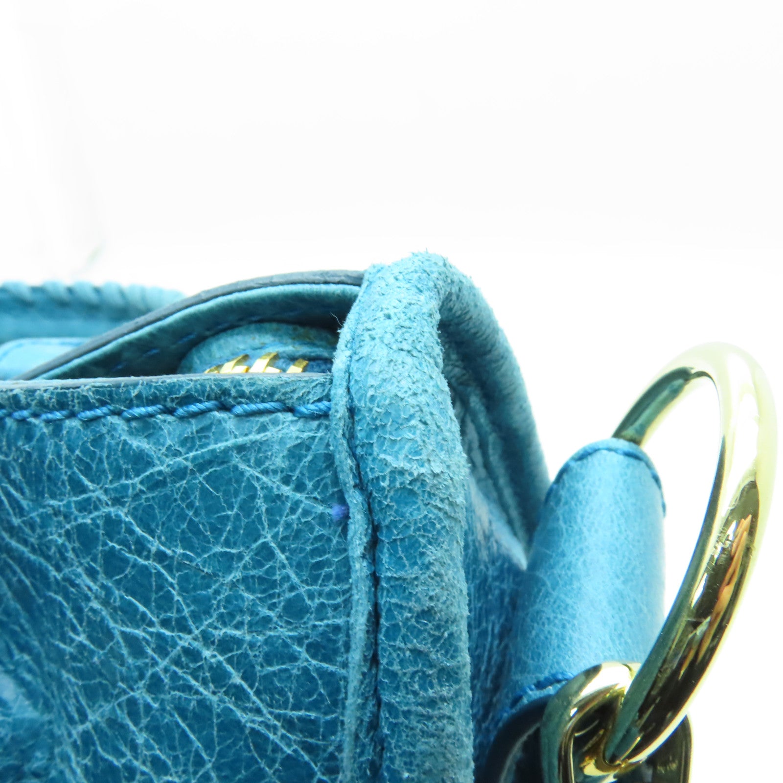 BALENCIAGA 牛皮皮革Giant City金扣手挽肩背兩用袋藍色
