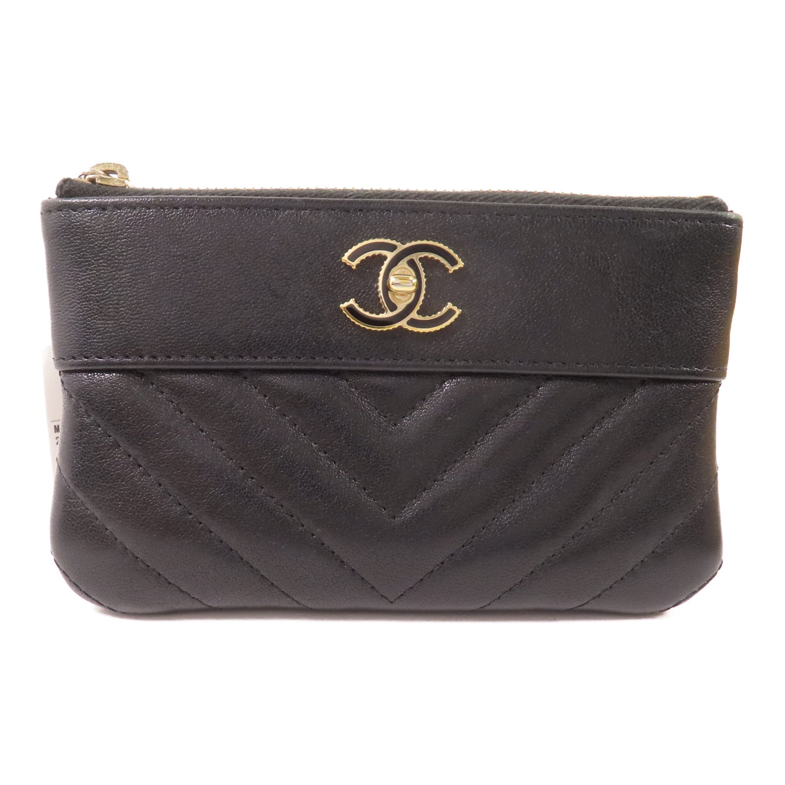 CHANEL 牛皮皮革Mini Pouch金扣手拿包