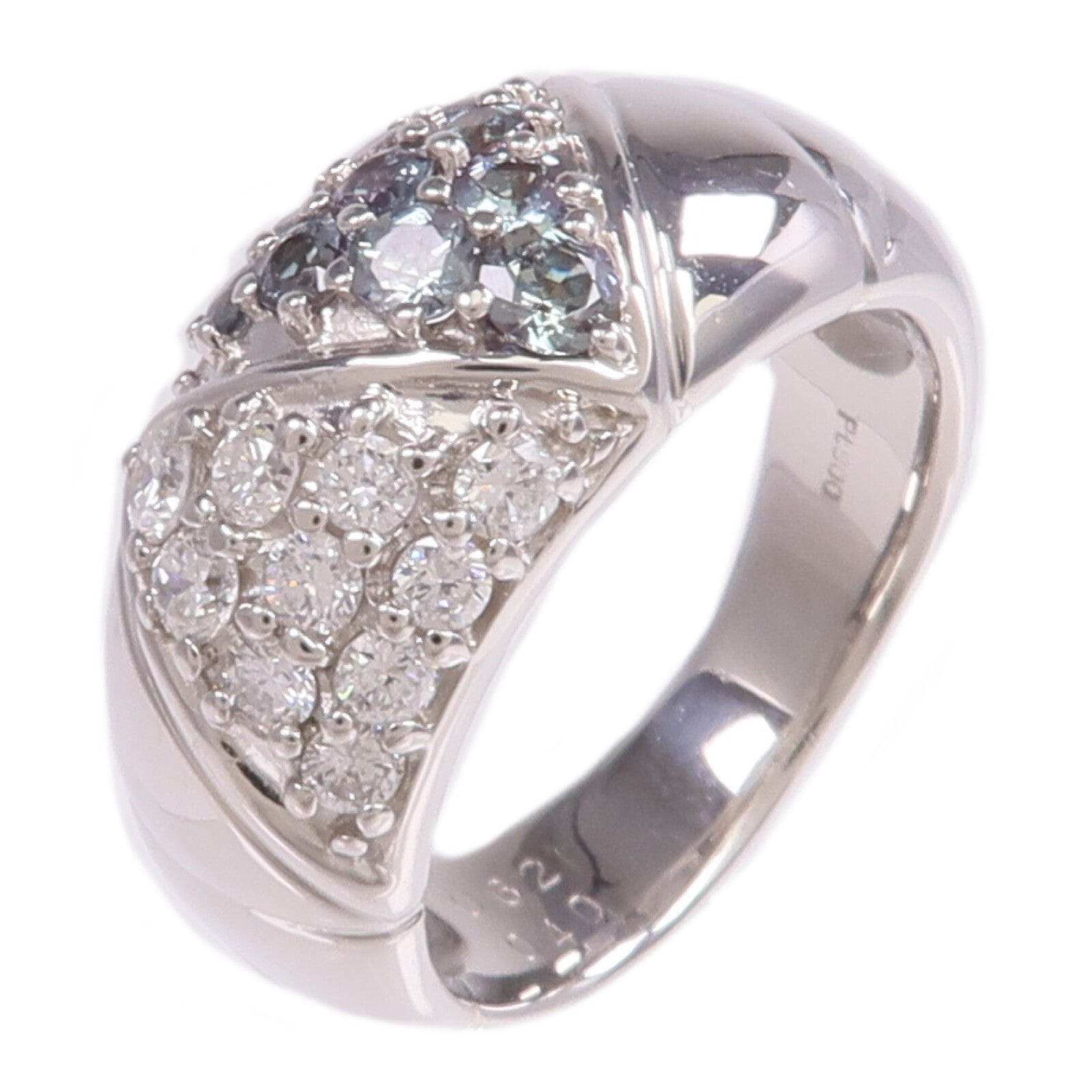 JEWELRY PT900鉑金Alexandrite Diamond Ring亞歷山大石/鑽石戒指US#6.5