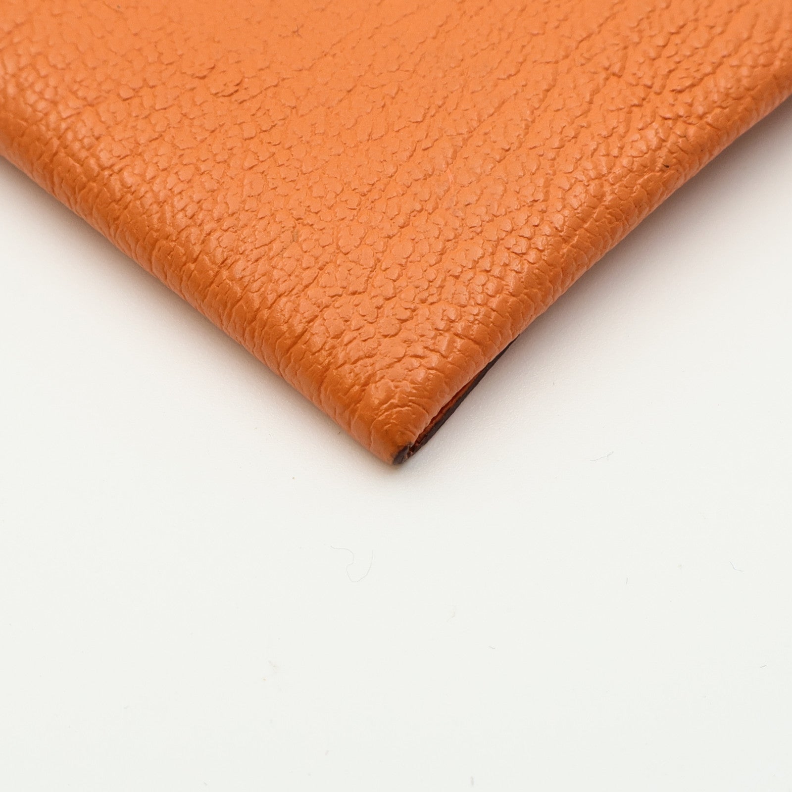 HERMES Chevre皮革Bastia Coin Case銀扣零錢包Orange