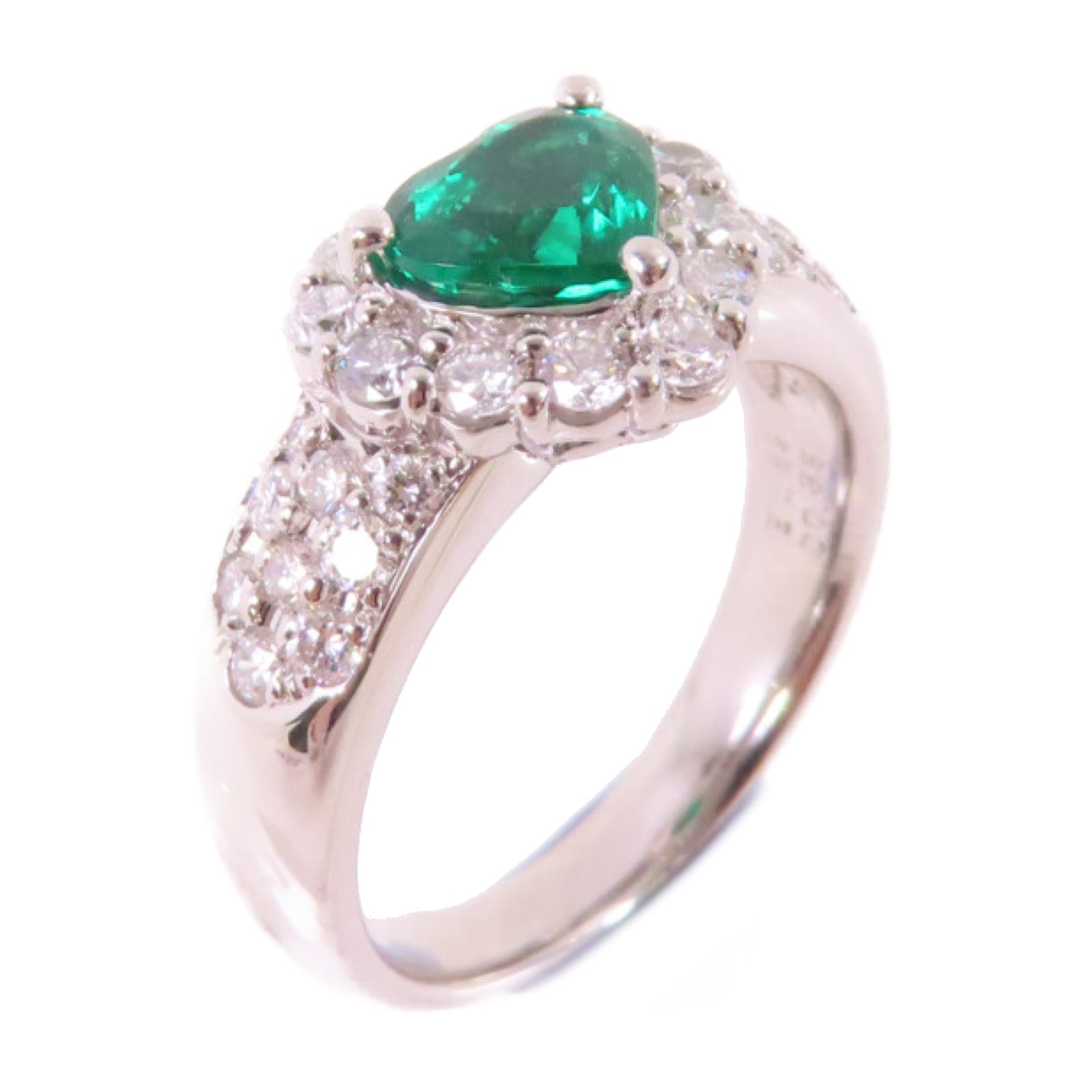 JEWELRY PT900鉑金/0.89ct綠寶石/0.85ct鑽石Emerald/Diamond Ring戒指US#6.5