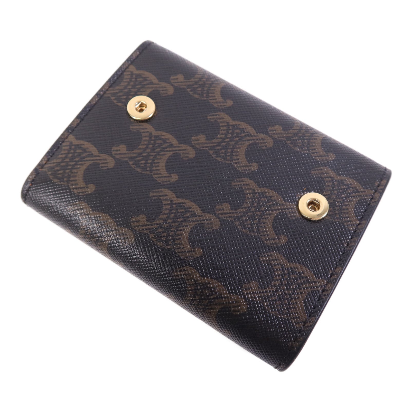 CELINE 塗層帆布Compact Wallet With Coin Triomphe金扣錢包