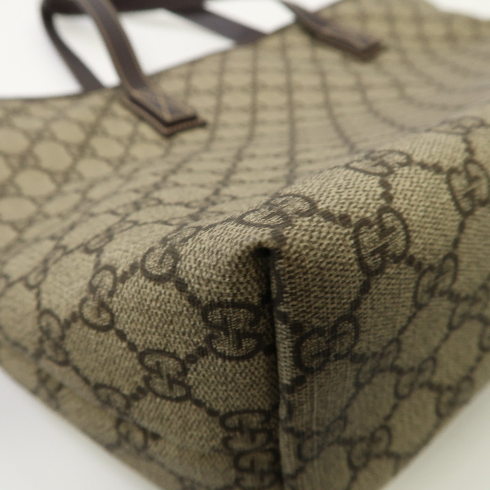 GUCCI 塗層帆布Tote Bag銀扣手挽袋棕色