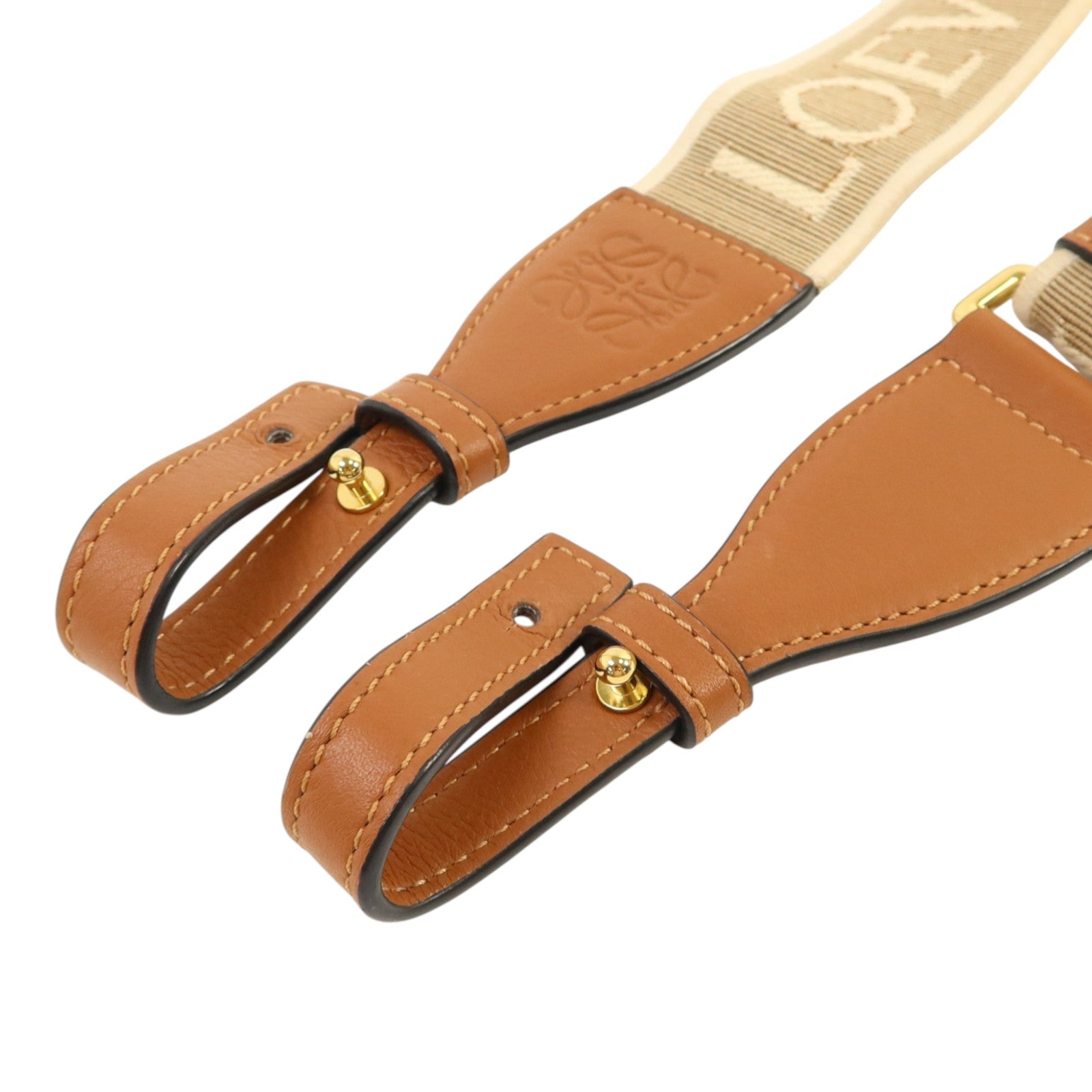 LOEWE 帆布/牛皮皮革Shoulder Strap金扣肩帶