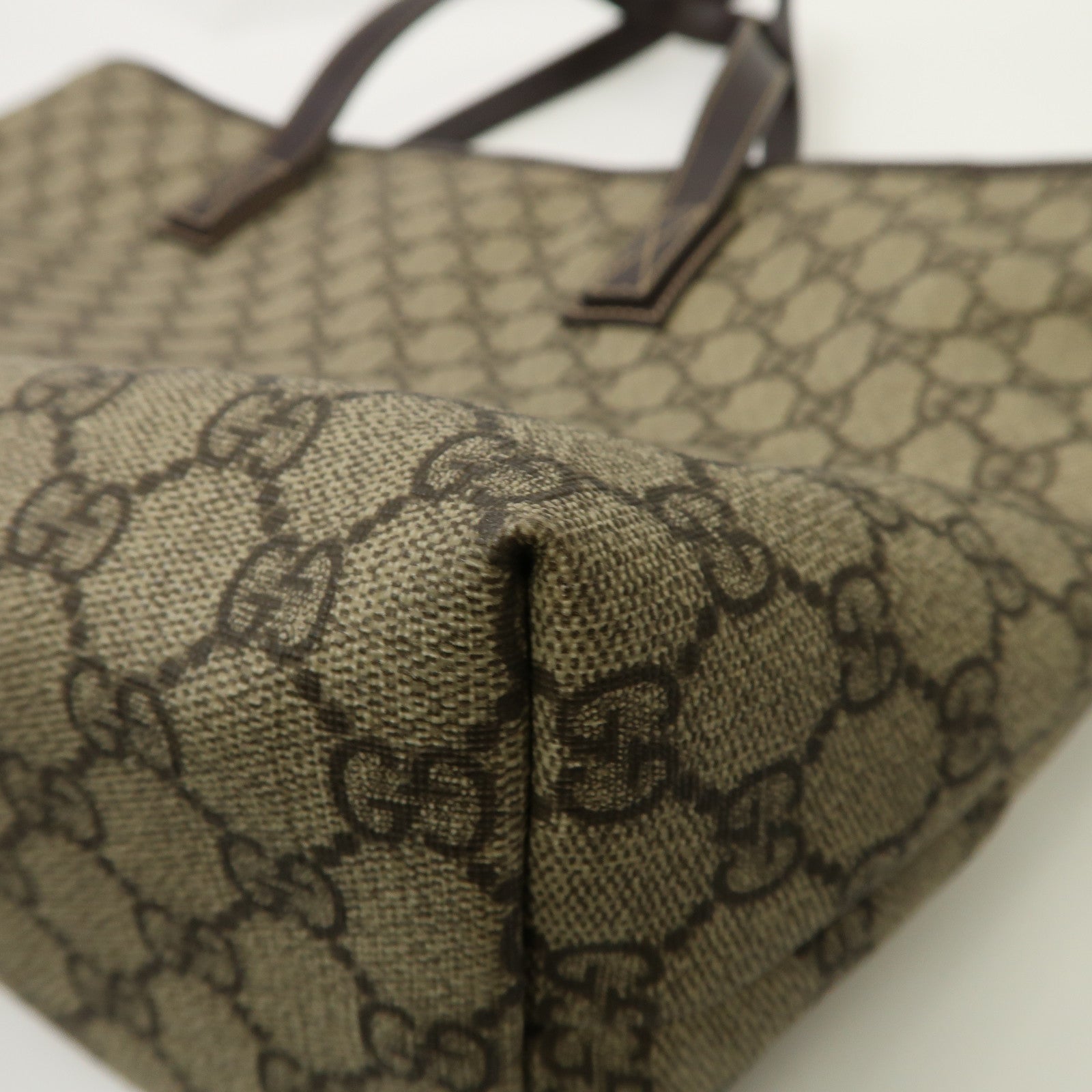 GUCCI 塗層帆布Tote Bag銀扣手挽袋棕色