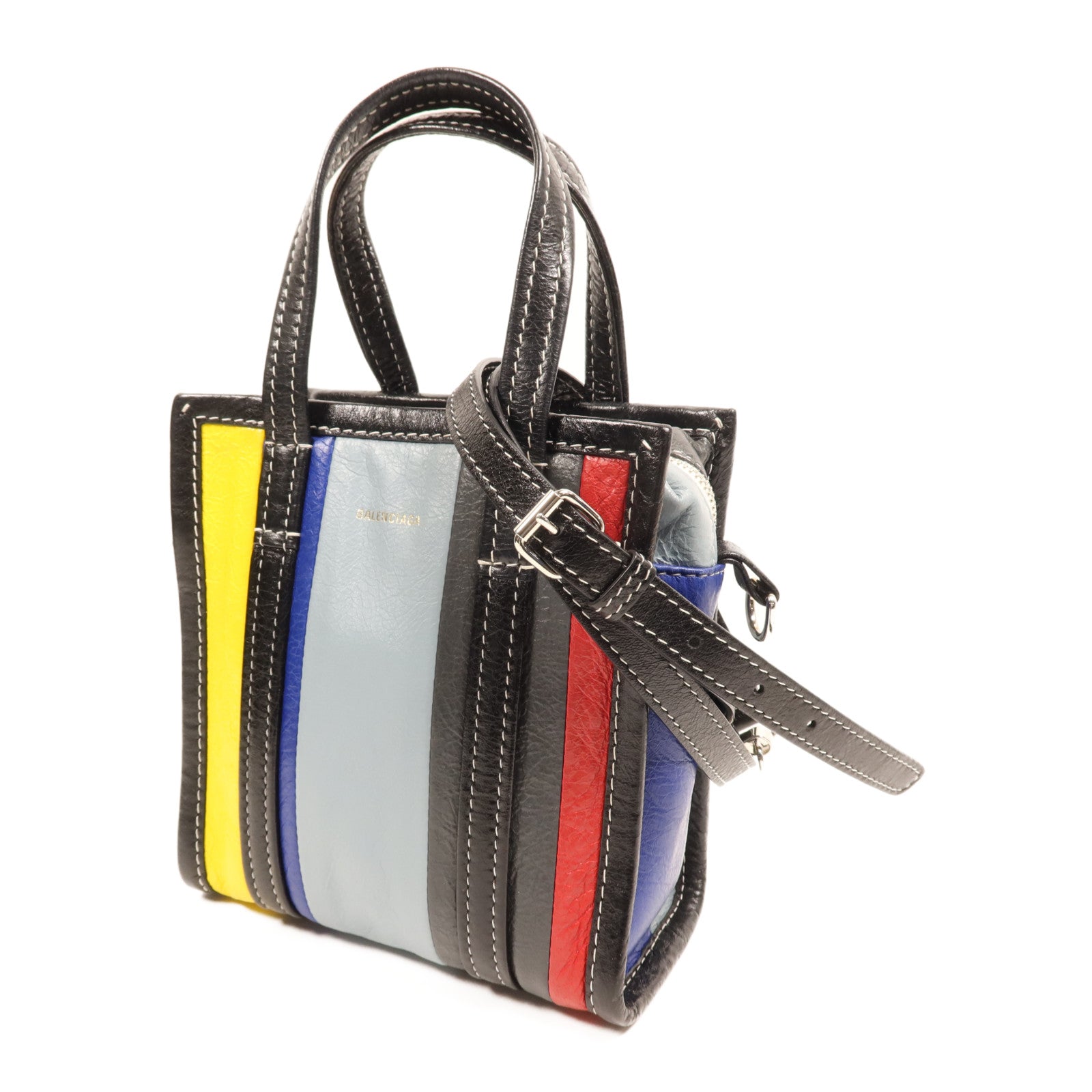 BALENCIAGA 牛皮皮革Shopper XXS銀扣手挽肩背兩用袋