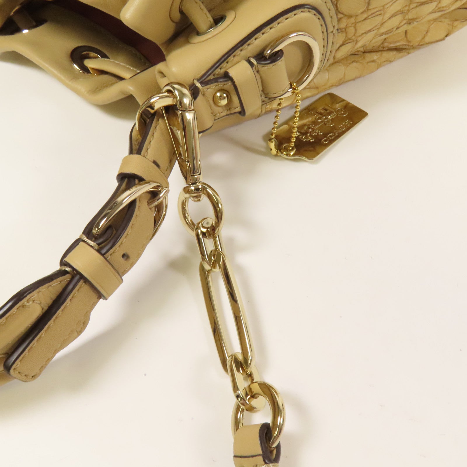 COACH 牛皮皮革2way Shoulder Bag金扣手挽肩背兩用袋