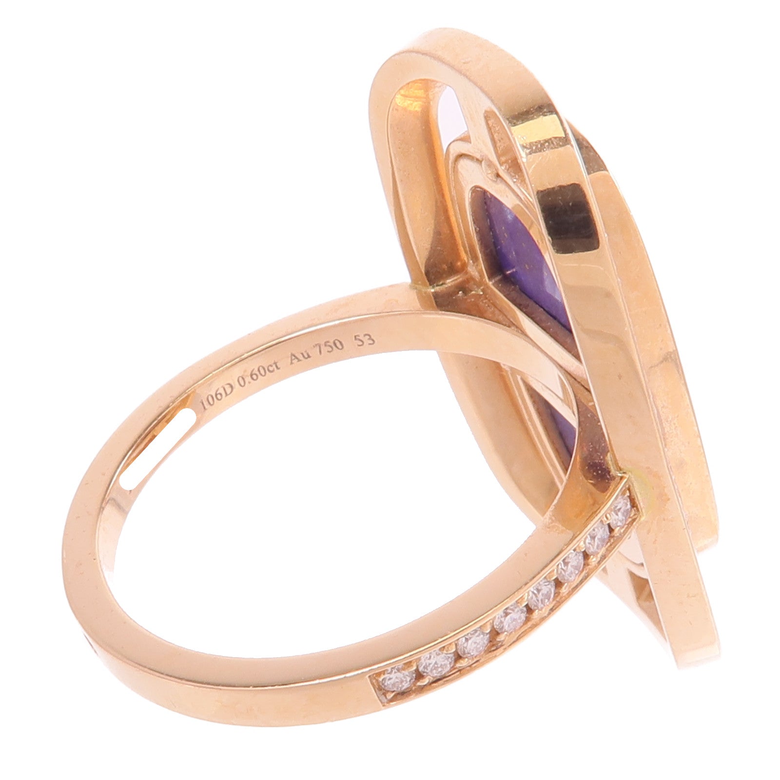 HERMES 18K玫瑰金Chaine d'ancre Ring鑽石/青金石戒指