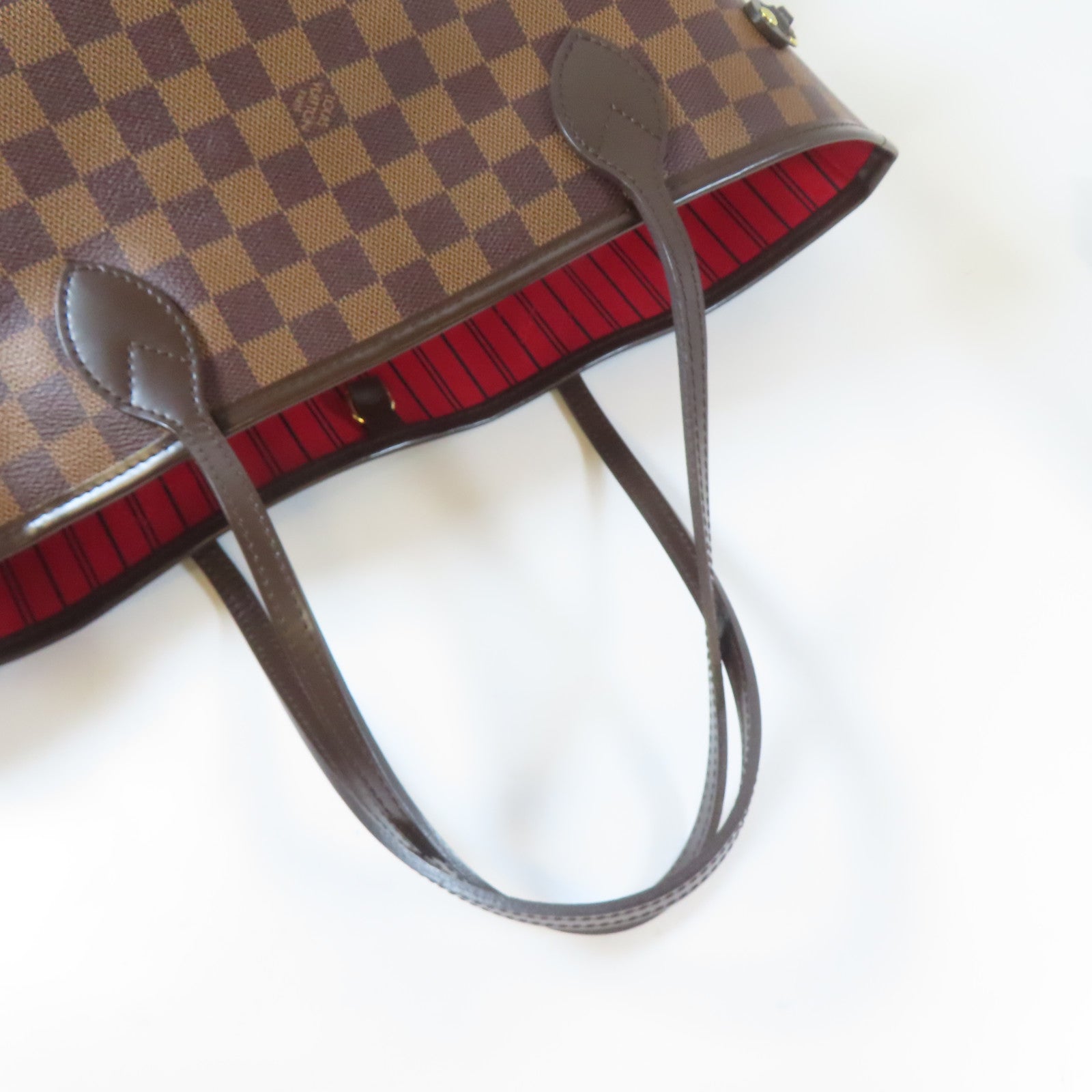 LOUIS VUITTON Damier Neverfull MM金扣肩背袋啡色