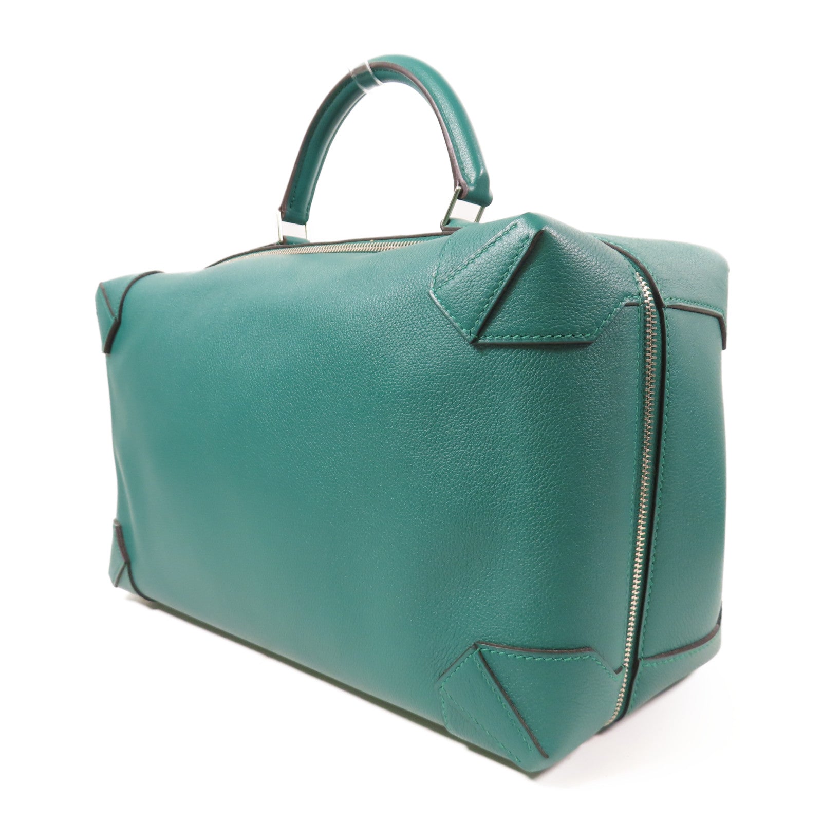 HERMES Evercolor皮革MaxiBox銀扣手挽袋綠色