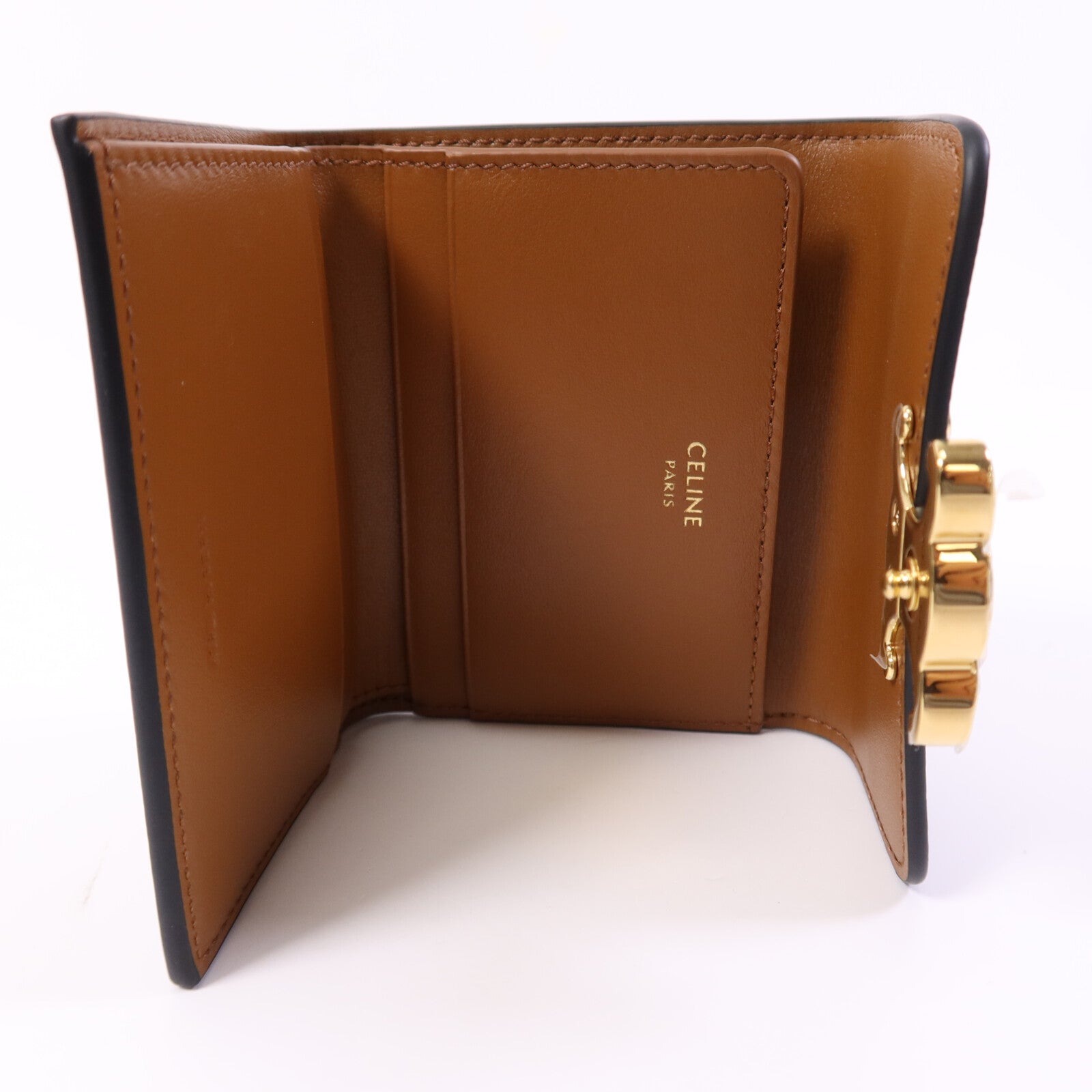 CELINE 塗層帆布Compact Wallet With Coin Triomphe金扣錢包