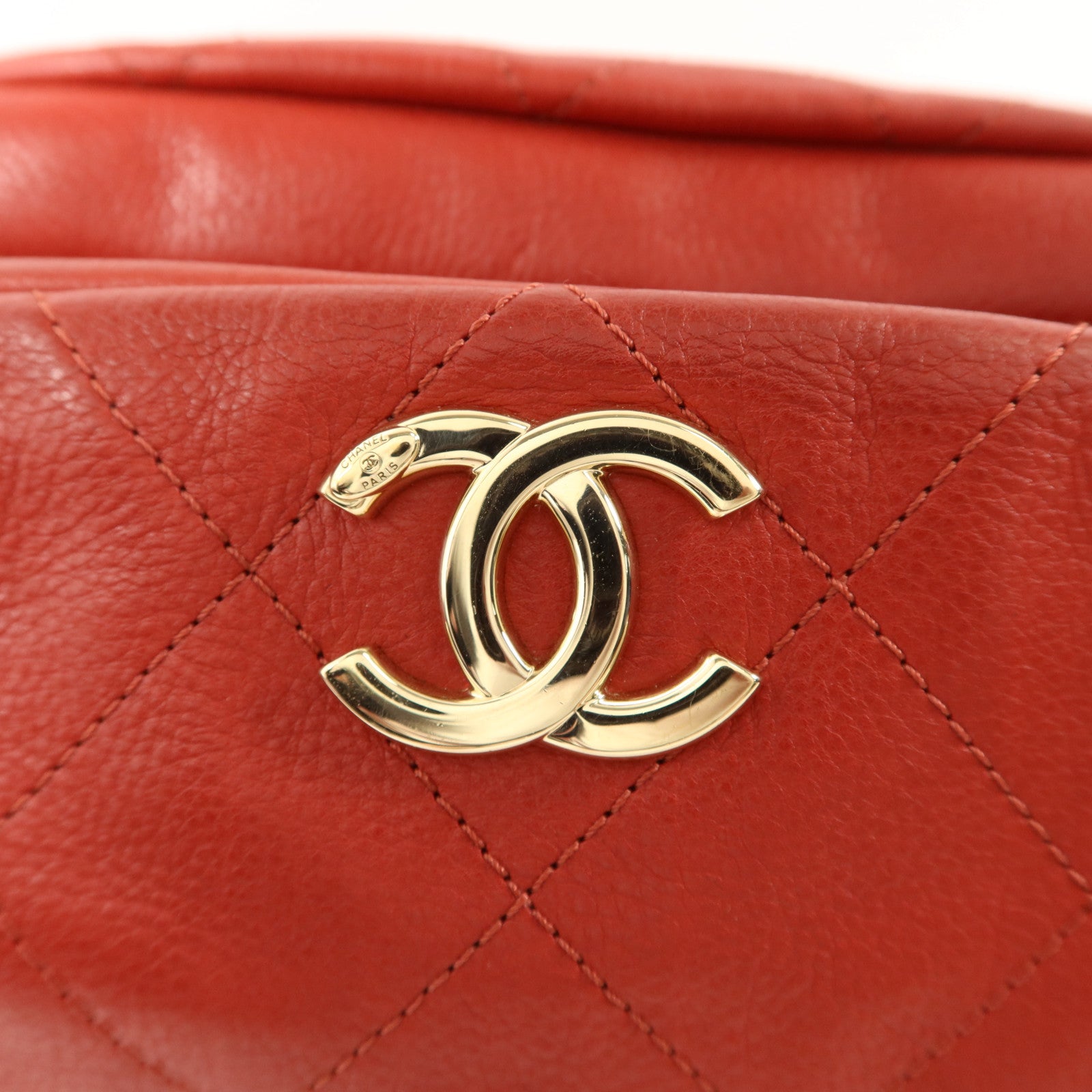 CHANEL 牛皮皮革Chain Shoulder金扣鏈帶肩背袋