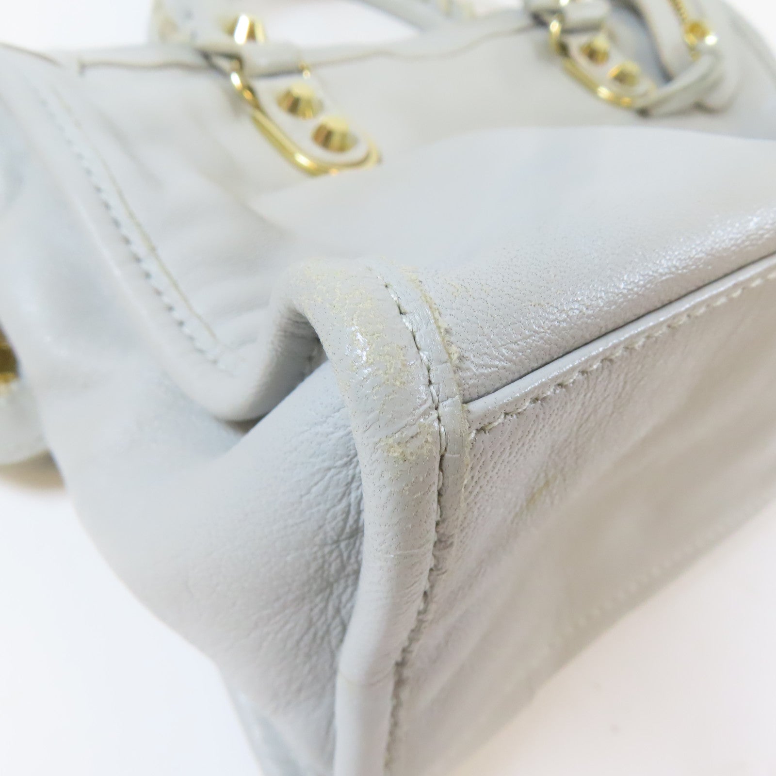 BALENCIAGA 【激減優惠】牛皮皮革City Mini金扣手挽肩背兩用袋灰色