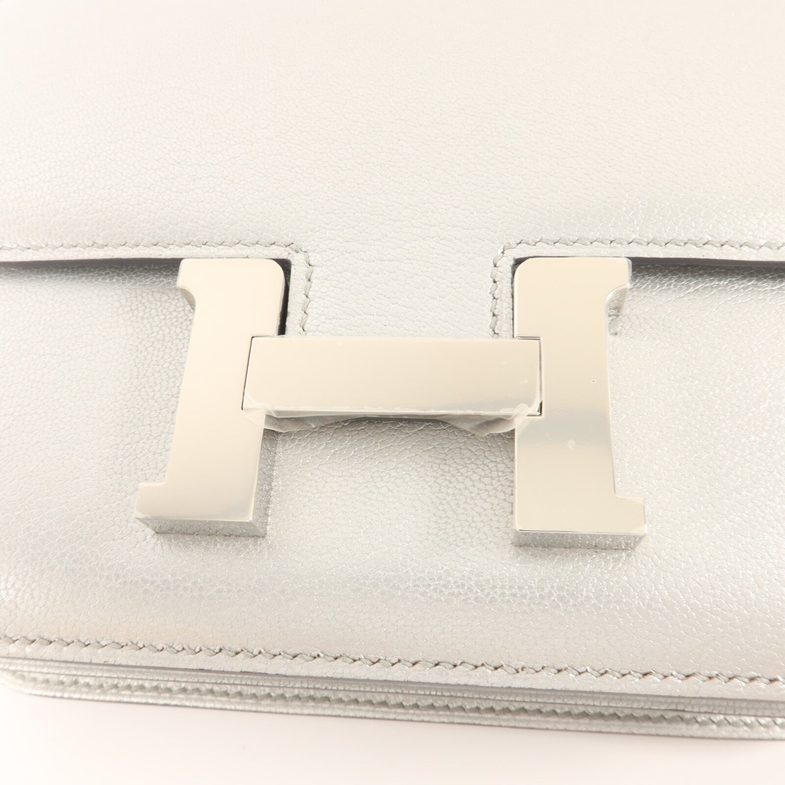 HERMES Chevre皮革Constance Mini手挽肩背兩用袋Argent