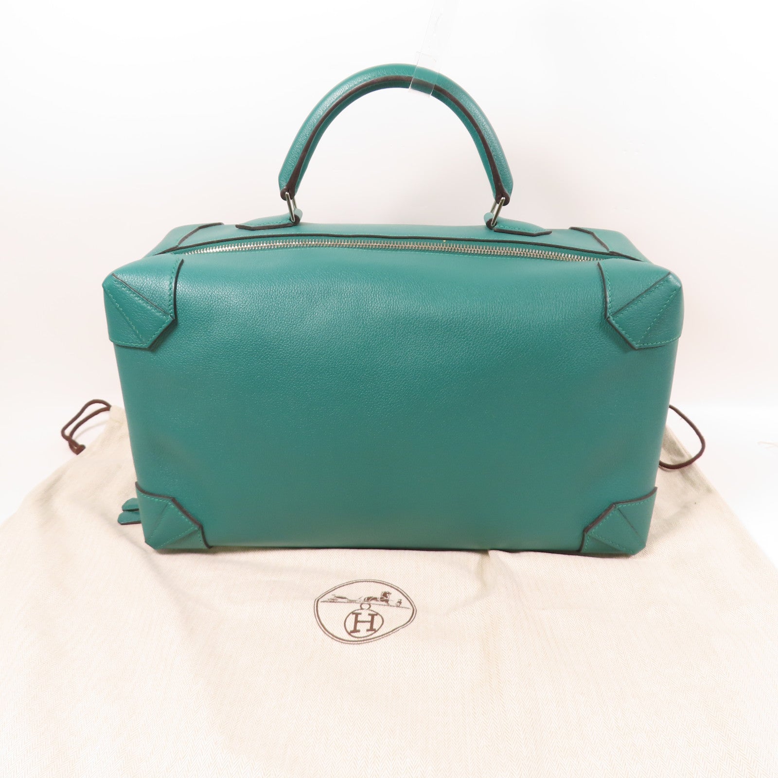 HERMES Evercolor皮革MaxiBox銀扣手挽袋綠色– Brand Off Hong