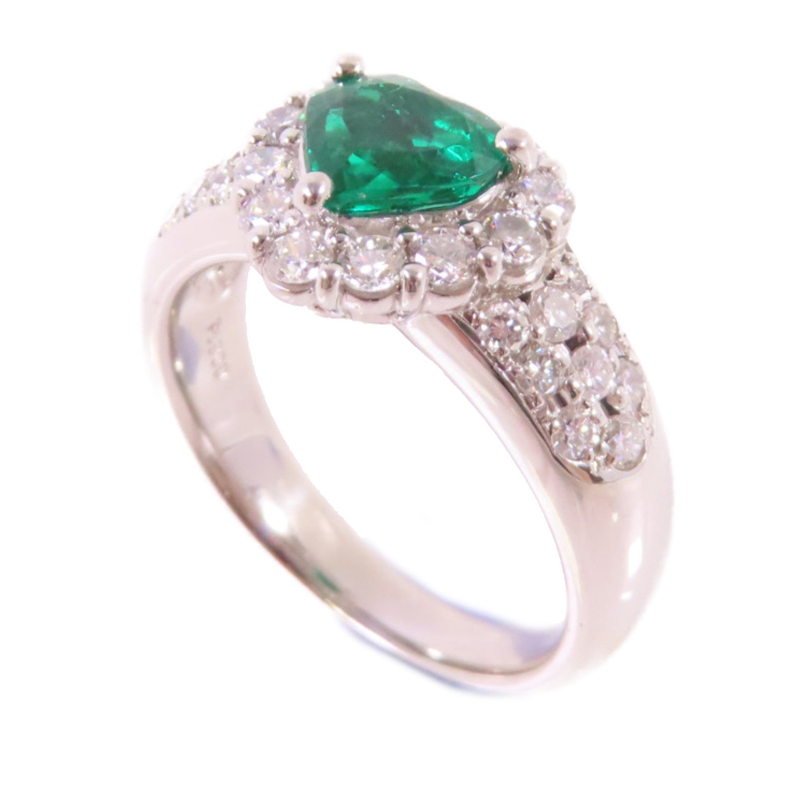 JEWELRY PT900鉑金/0.89ct綠寶石/0.85ct鑽石Emerald/Diamond Ring戒指US#6.5