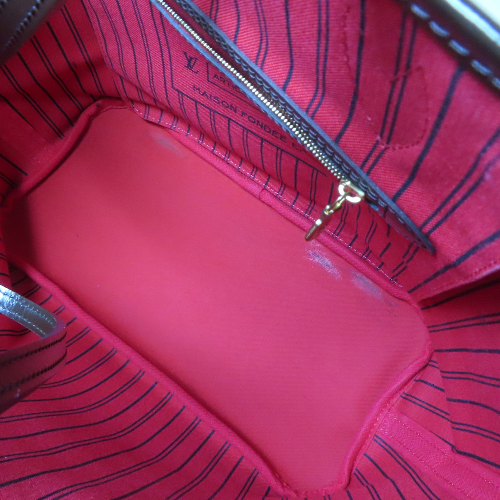 LOUIS VUITTON Damier Neverfull MM金扣肩背袋啡色