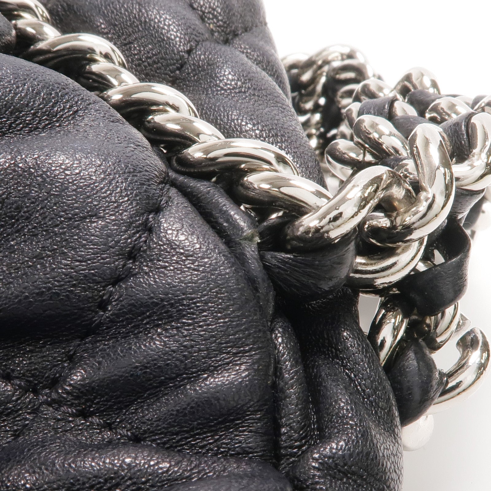 CHANEL 牛皮皮革Shoulder Bag銀扣鏈帶肩背袋