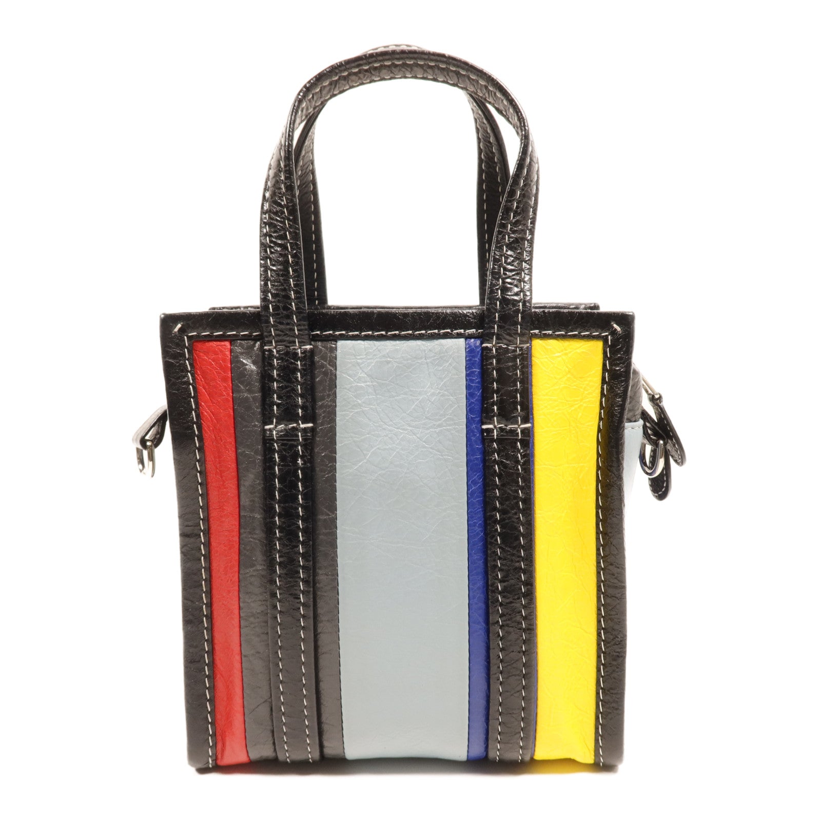 BALENCIAGA 牛皮皮革Shopper XXS銀扣手挽肩背兩用袋