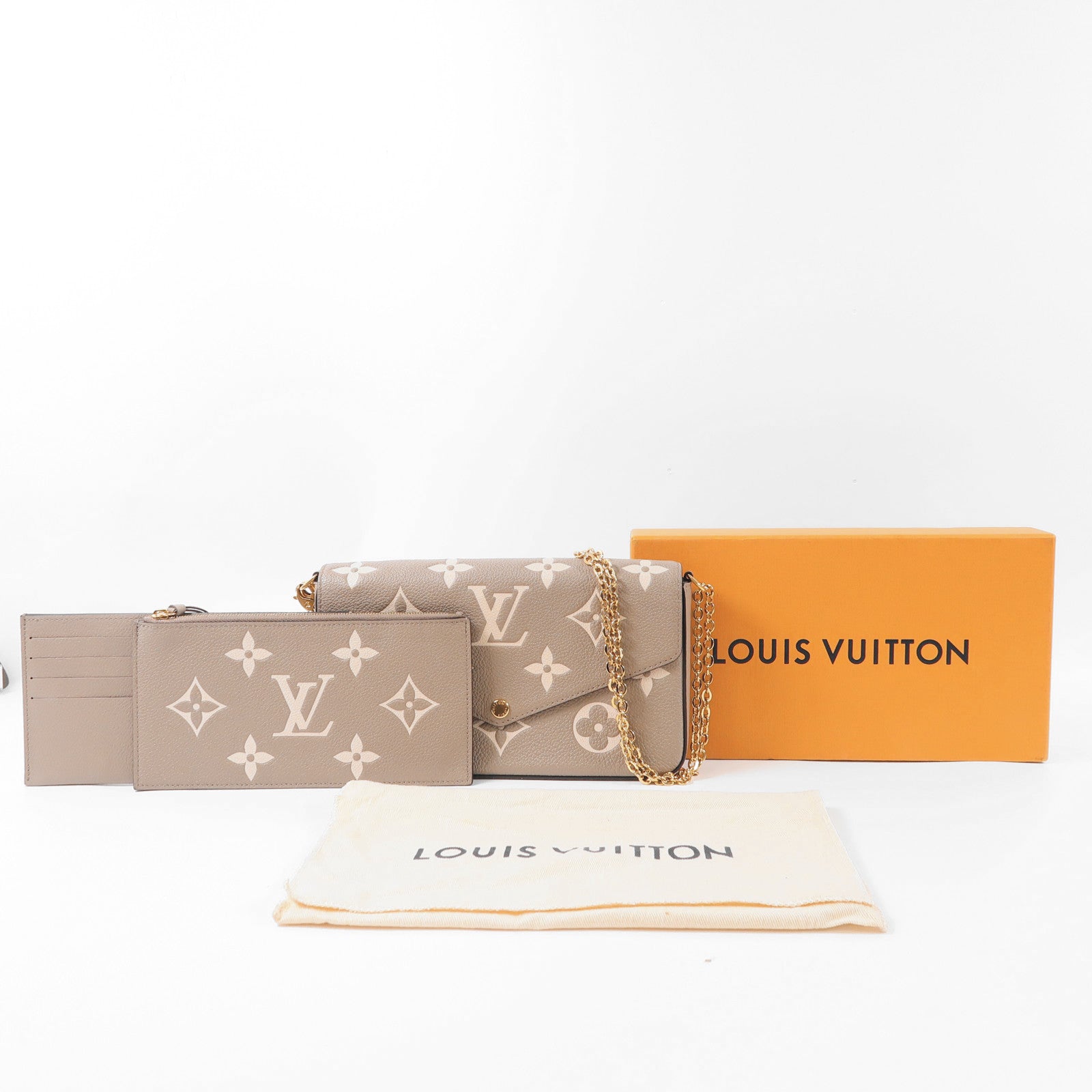 LOUIS VUITTON Monogram Empreinte Felicie Pochette金扣鏈帶肩背袋