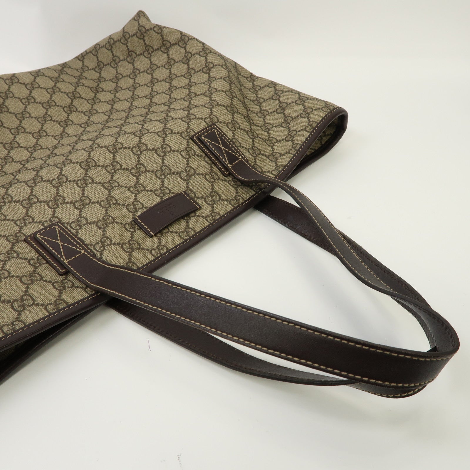 GUCCI 塗層帆布Tote Bag銀扣手挽袋棕色