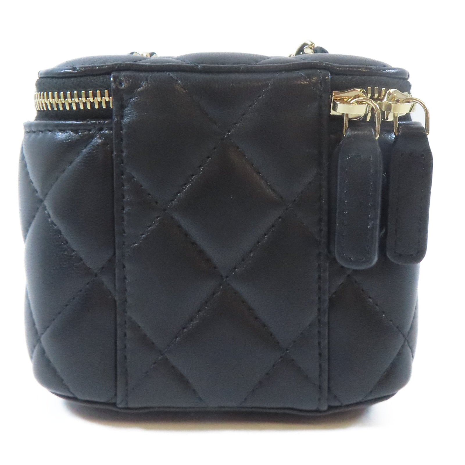 CHANEL 【激減優惠】菱格羊皮皮革Vanity Case金扣鏈帶肩背袋黑色