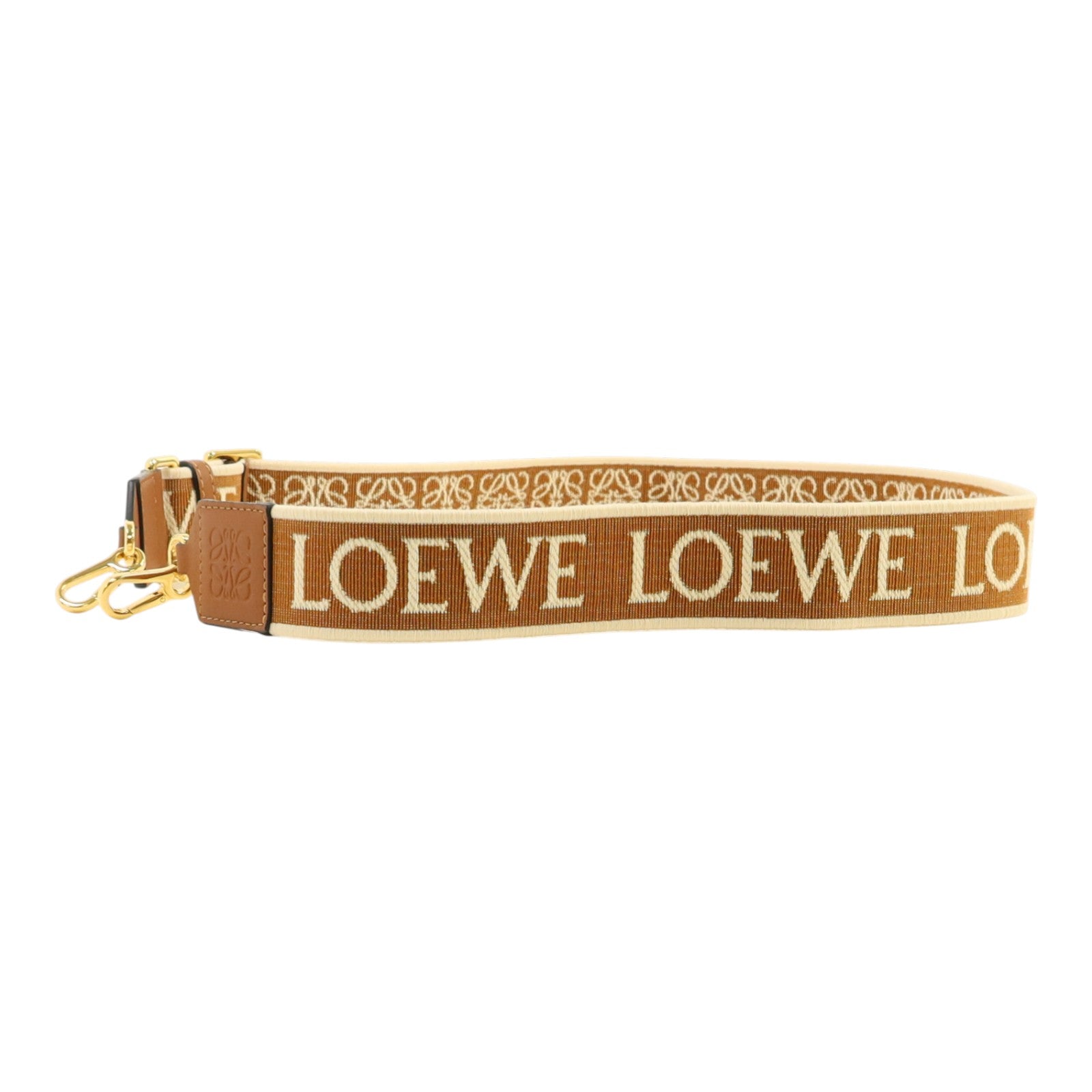 LOEWE 帆布/牛皮皮革Shoulder Strap金扣肩帶