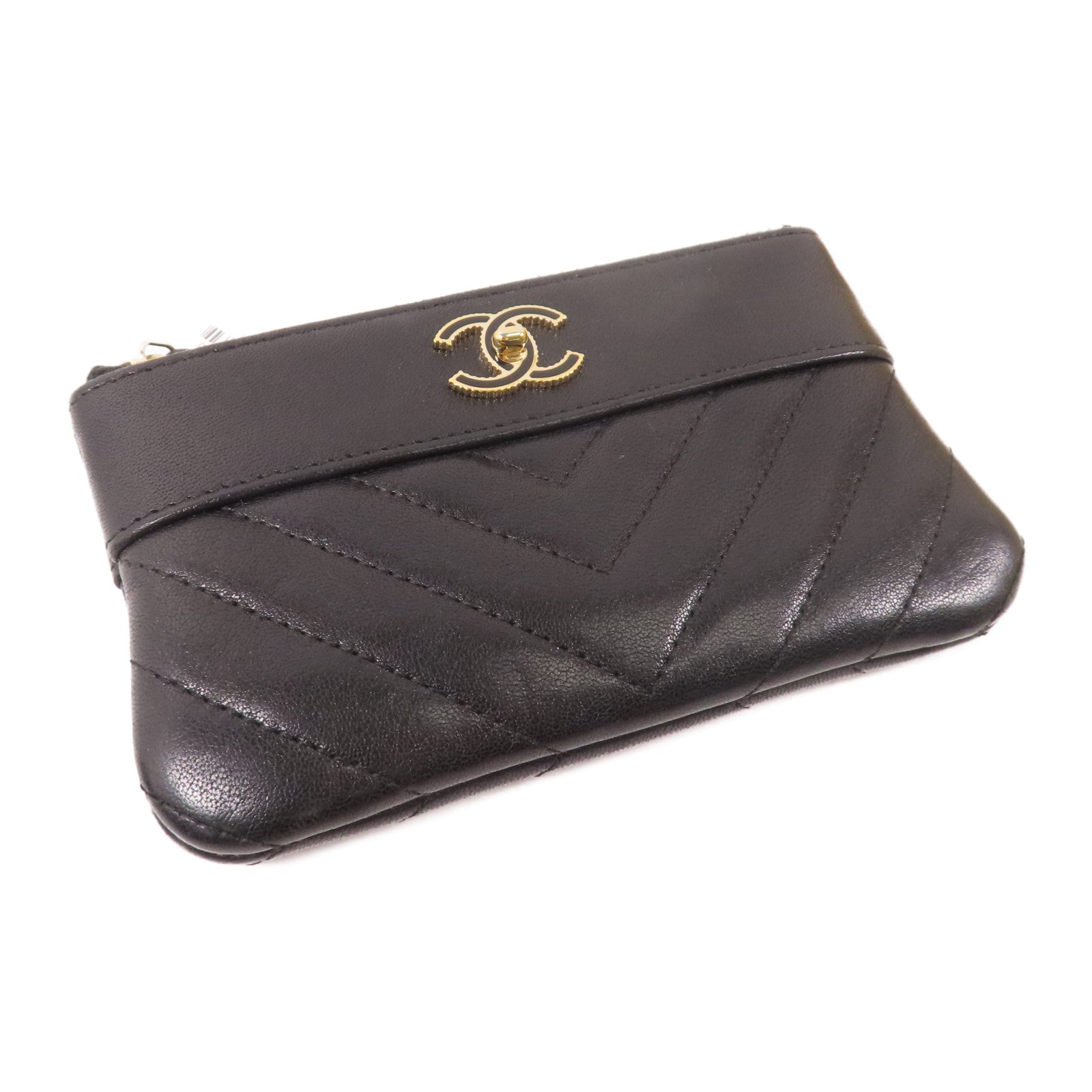 CHANEL 牛皮皮革Mini Pouch金扣手拿包