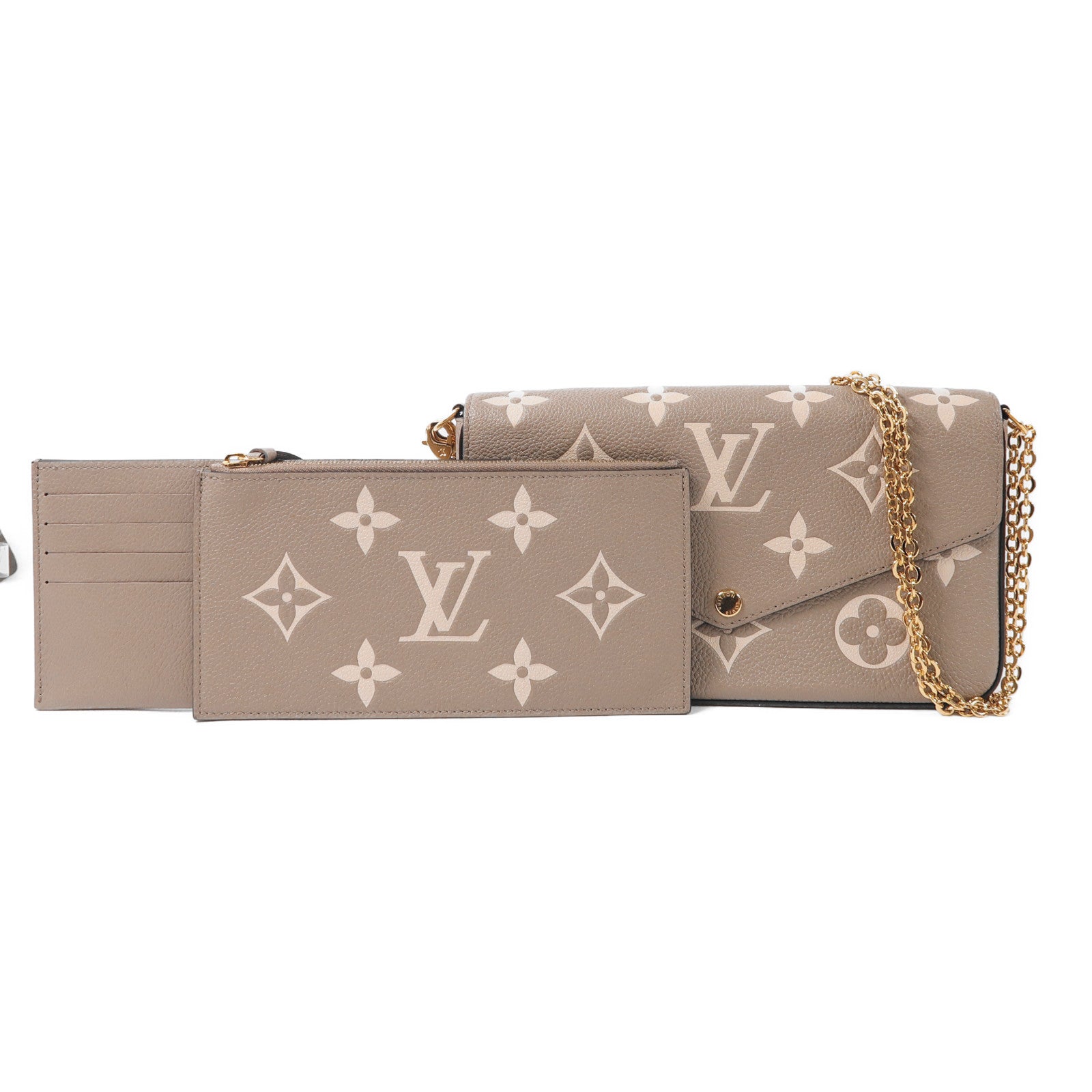 LOUIS VUITTON Monogram Empreinte Felicie Pochette金扣鏈帶肩背袋