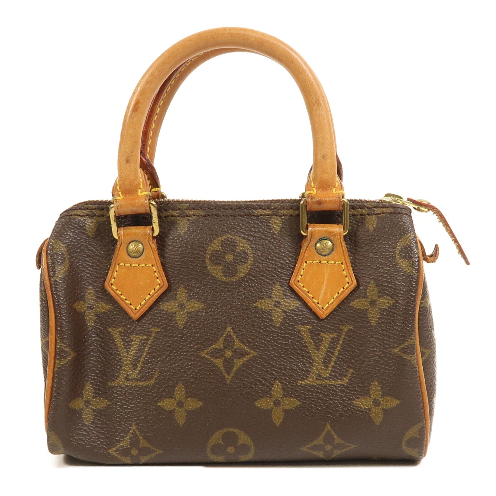 LOUIS VUITTON Monogram Speedy Mini金扣手挽袋棕色