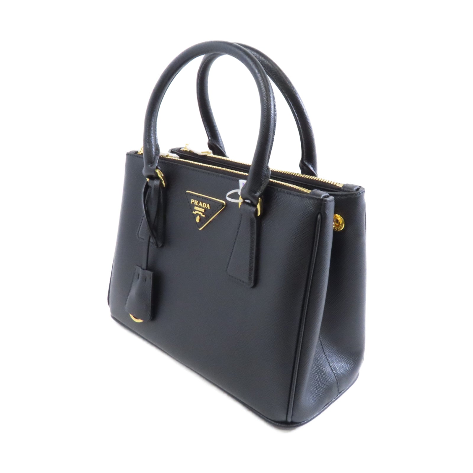 PRADA Saffiano皮革2way Shoulder Bag金扣手挽肩背兩用袋黑色