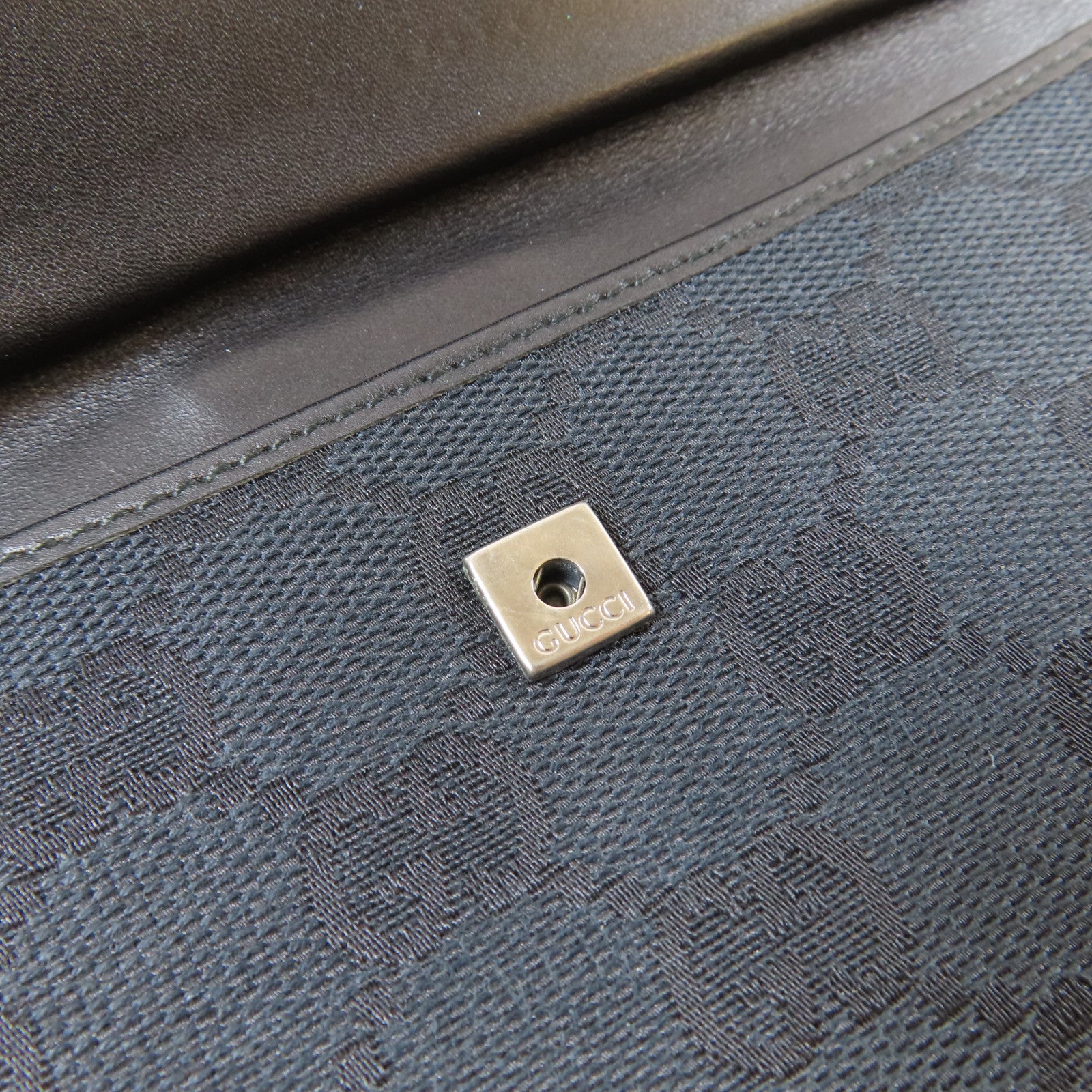 GUCCI 牛皮皮革/帆布Long Wallet銀扣長錢包黑色