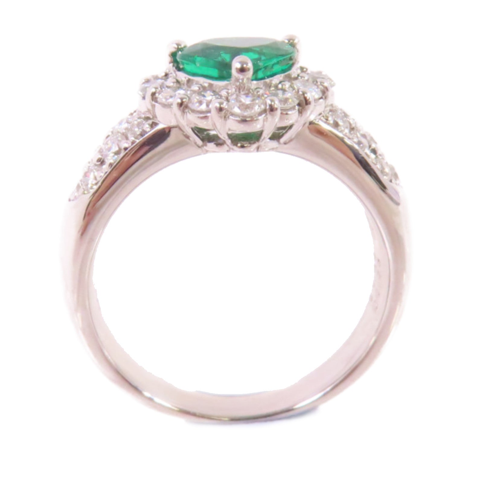 JEWELRY PT900鉑金/0.89ct綠寶石/0.85ct鑽石Emerald/Diamond Ring戒指US#6.5