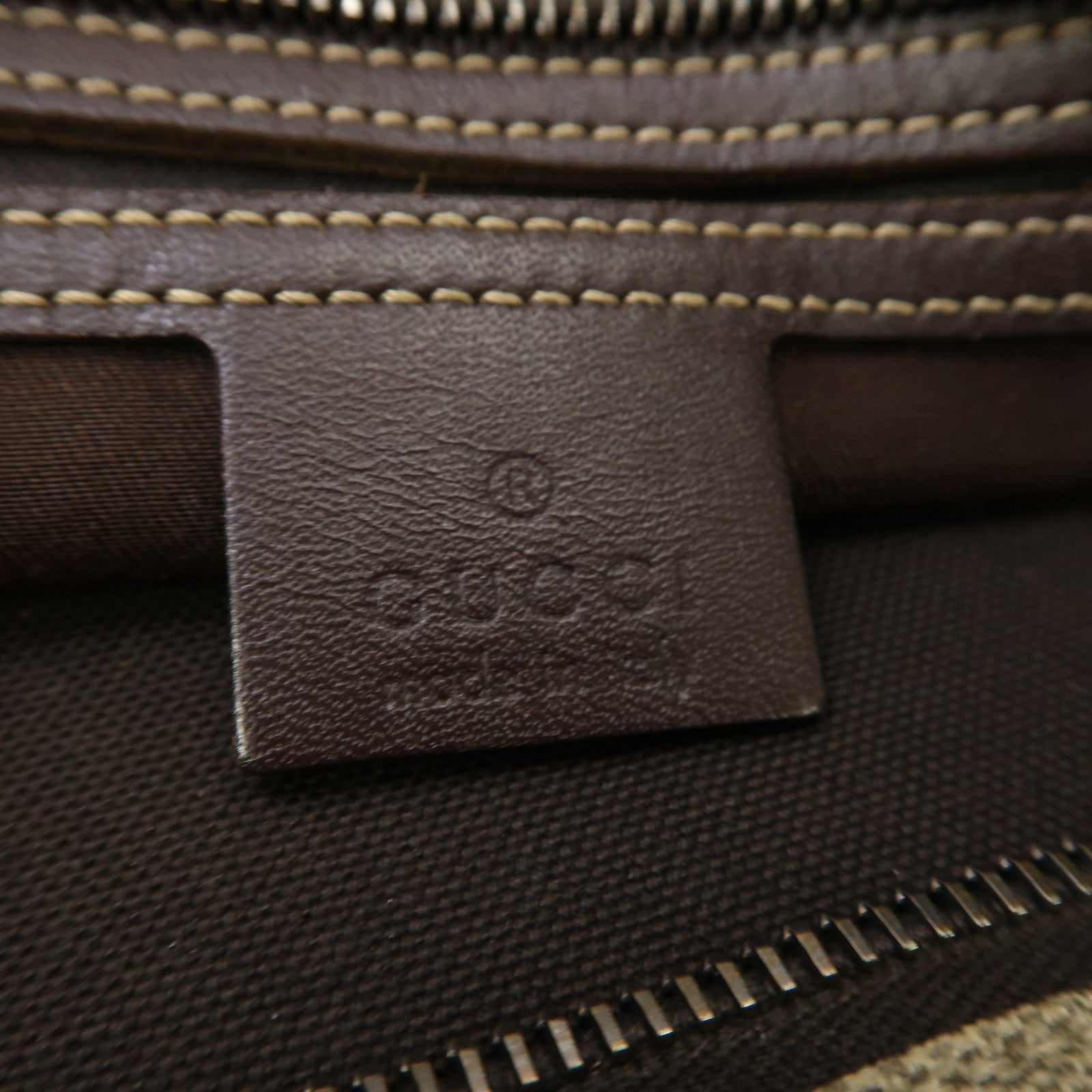 GUCCI 塗層帆布Tote Bag銀扣手挽袋棕色