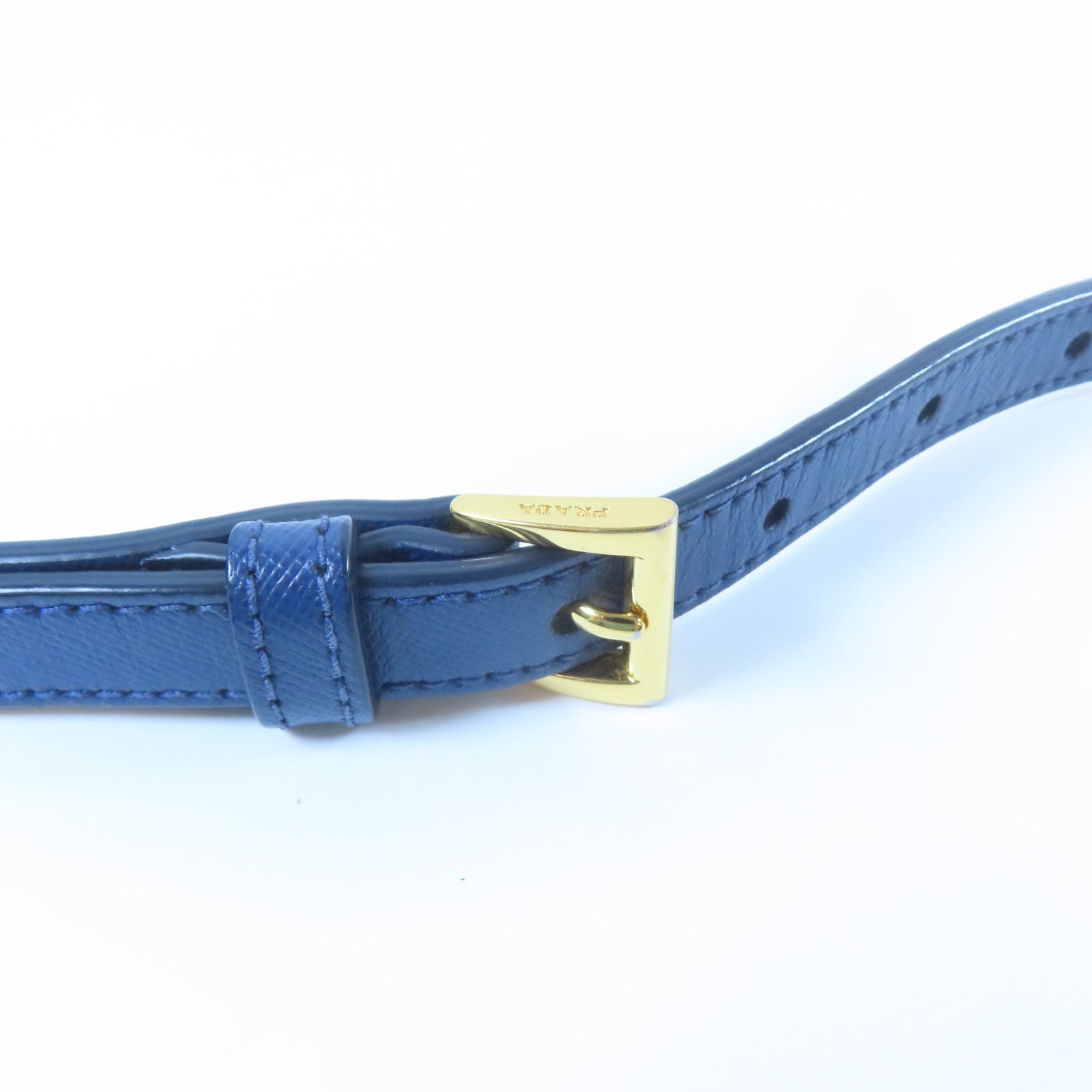PRADA 【激減優惠】尼龍/皮革Tessuto Saffian Crossbody Pouch金扣肩背袋藍色