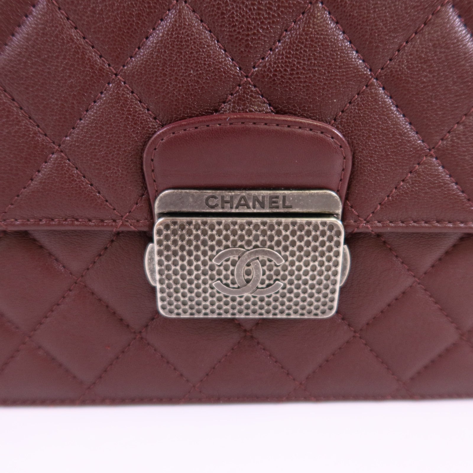 CHANEL 牛皮皮革CC University Flap Bag銀扣鏈帶手挽肩背兩用袋