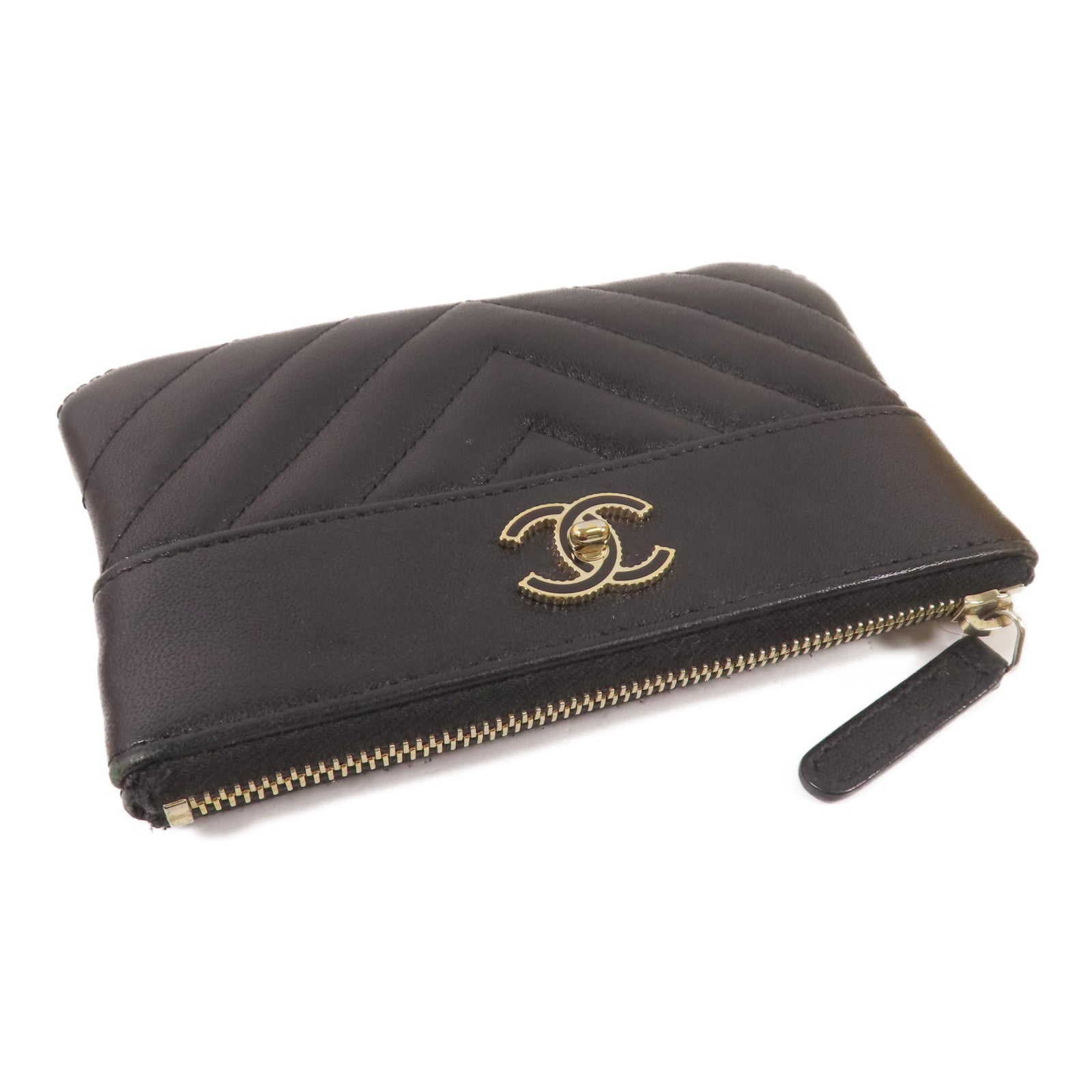 CHANEL 牛皮皮革Mini Pouch金扣手拿包