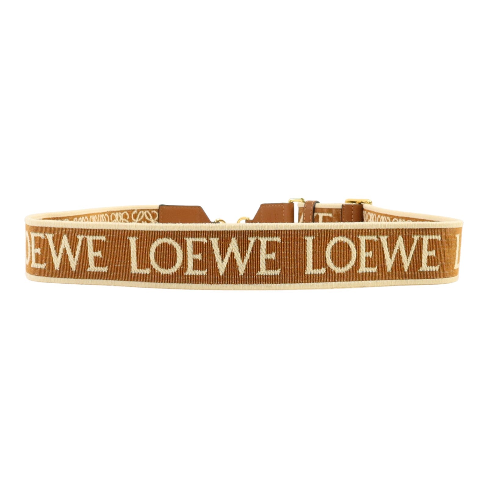 LOEWE 帆布/牛皮皮革Shoulder Strap金扣肩帶