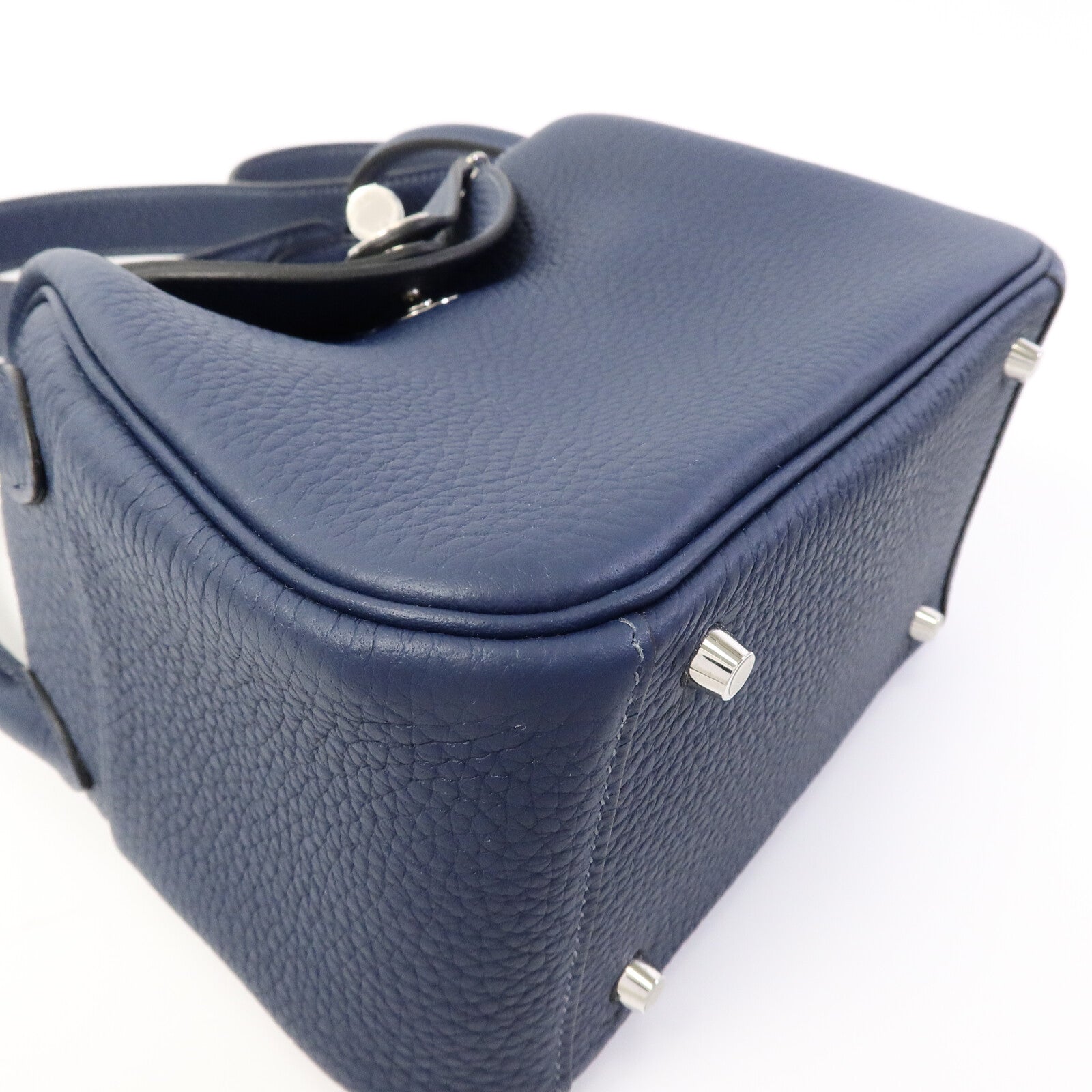 HERMES Clemence皮革Mini Lindy手挽肩背兩用袋Bleu De Prusse