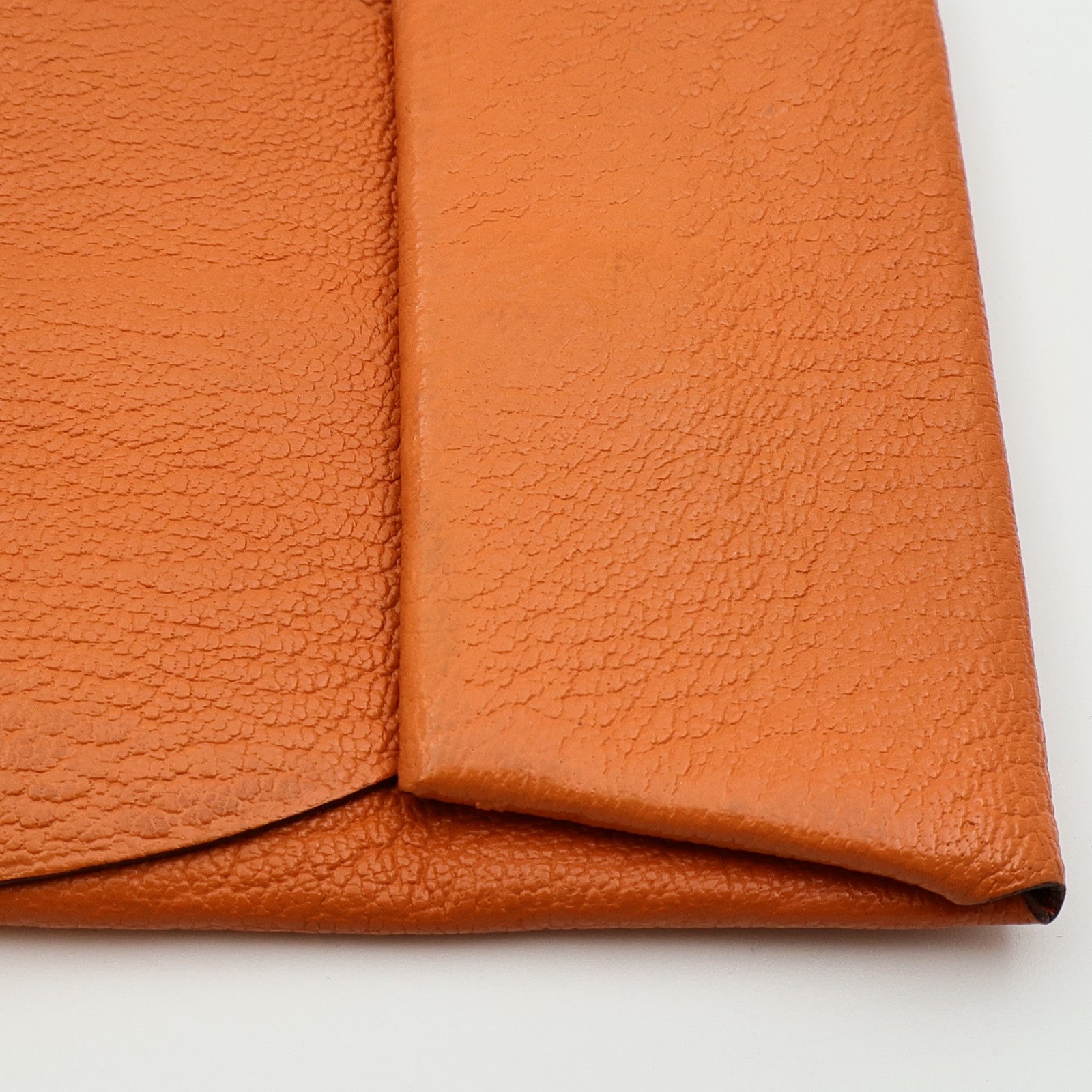 HERMES Chevre皮革Bastia Coin Case銀扣零錢包Orange