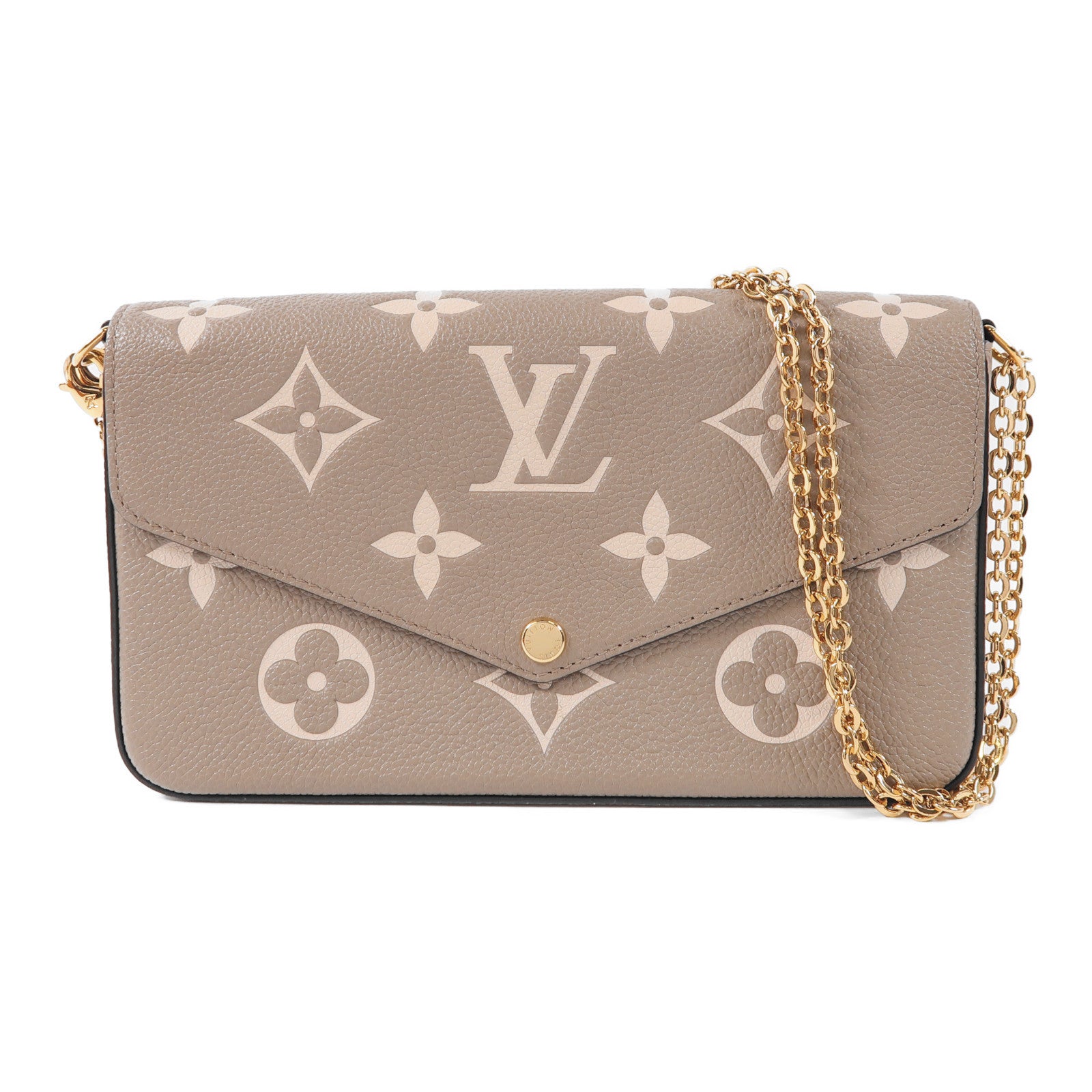 LOUIS VUITTON Monogram Empreinte Felicie Pochette金扣鏈帶肩背袋