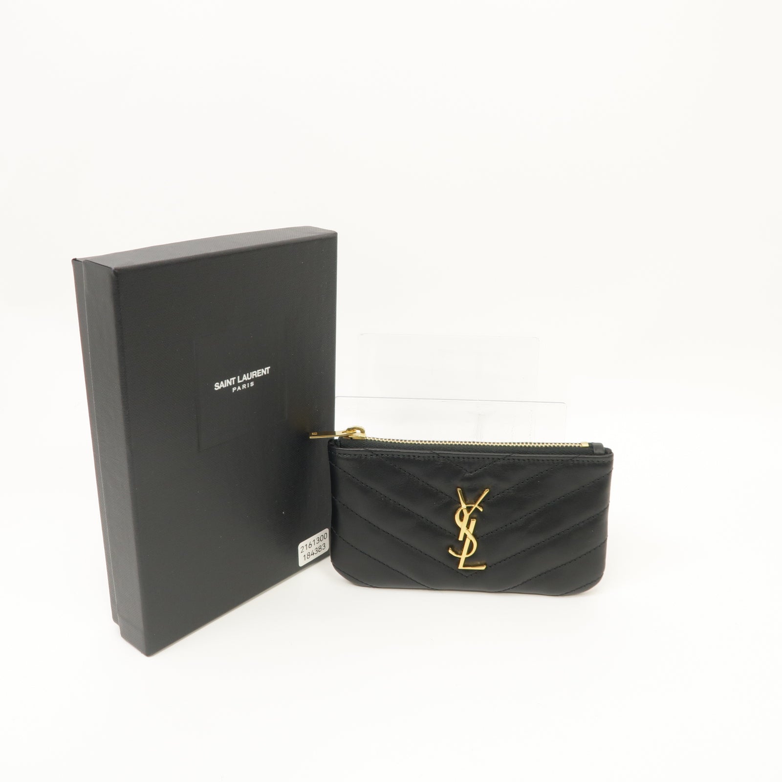 SAINT LAURENT 牛皮皮革Coin Case金扣零錢包黑色