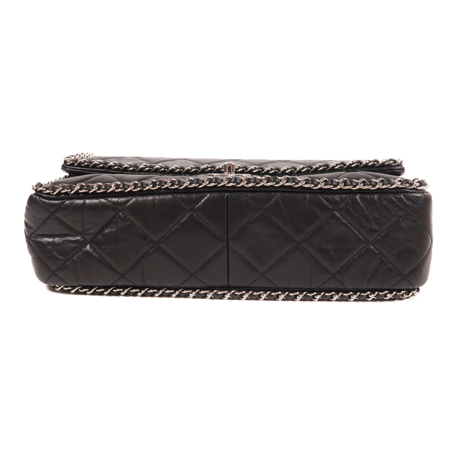 CHANEL 牛皮皮革Chain Shoulder銀扣鏈帶肩背袋